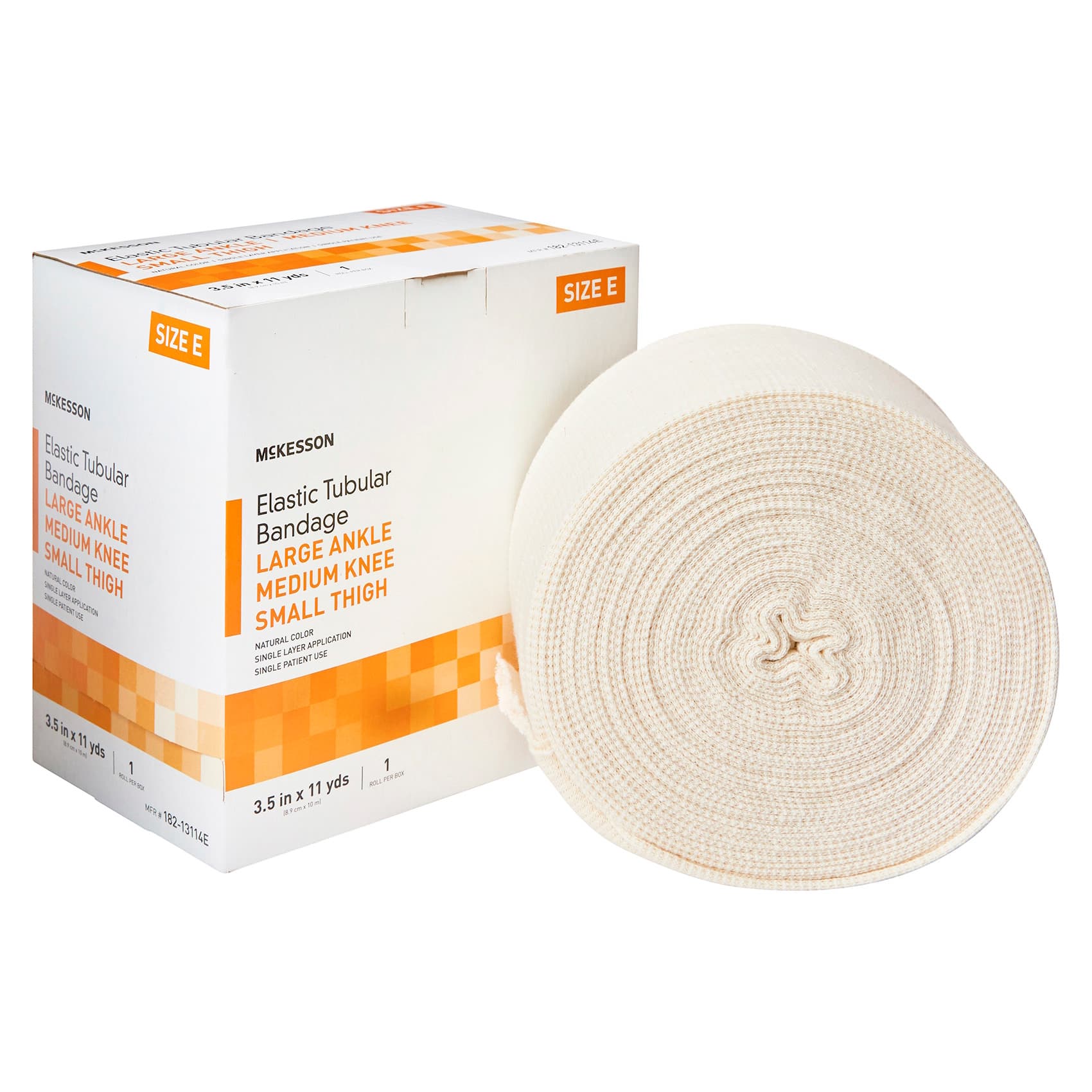 McKesson Spandagrip Elastic Tubular Support Bandage, 3-1/2 Inch x 11 Yard, Size E - Box of 1 - Image 1