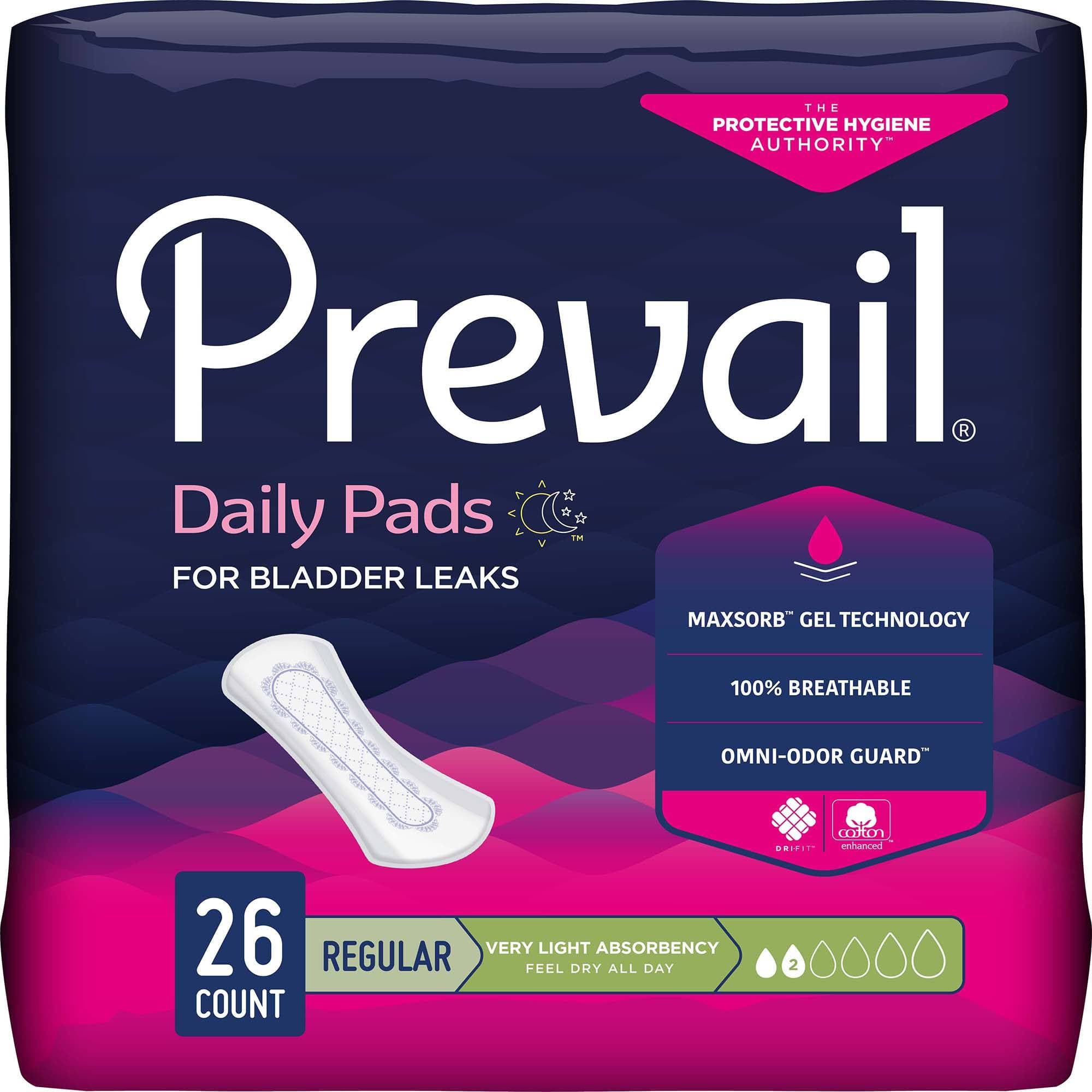 Prevail Daily Pads For Bladder Leaks, Regular, Very Light Absorbency - Case of 312 - Image 1