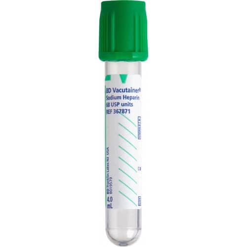 BD Vacutainer Sodium Heparin Tubes, 13 x 75 mm, 4 mL - Box of 100 - Image 1