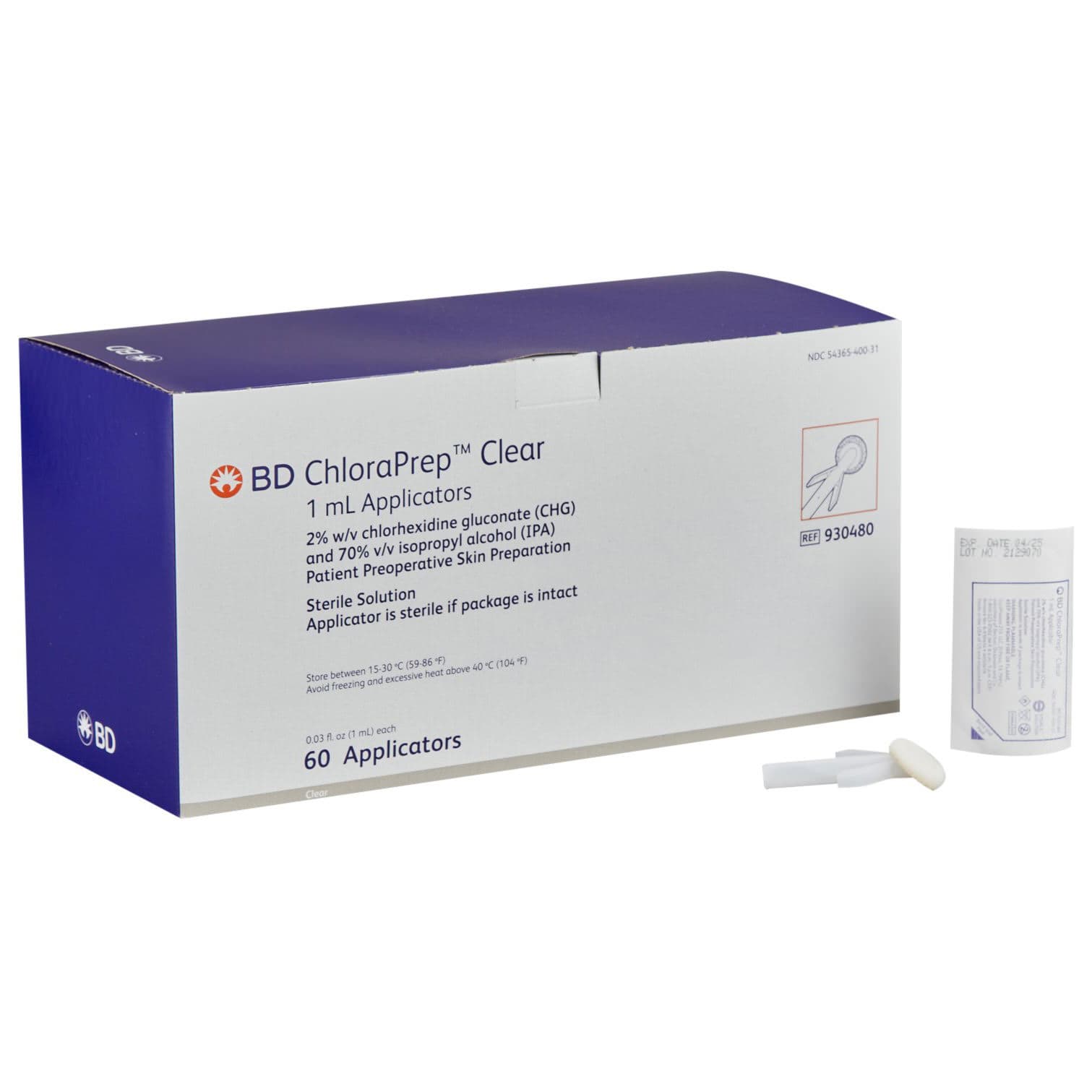 ChloraPrep Clear Skin Prep Solution Foam Applicator, 1 mL - Case of 240 - Image 1