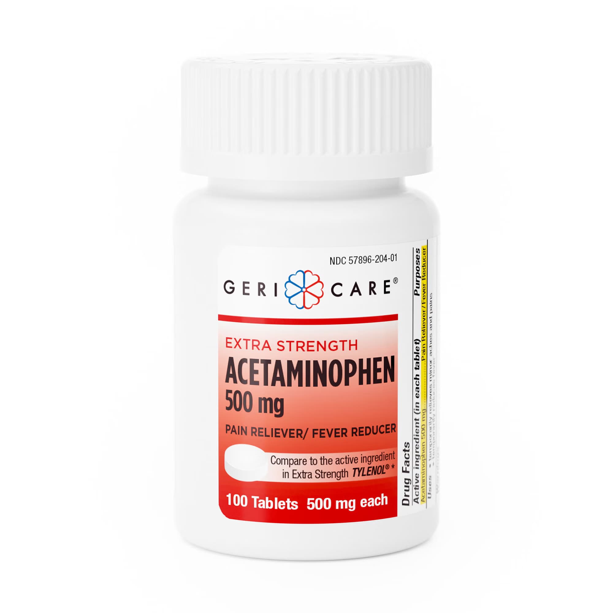 Geri-Care Acetaminophen Pain Reliever Tablet, Extra Strength, 500 mg - Case of 1200 - Image 1