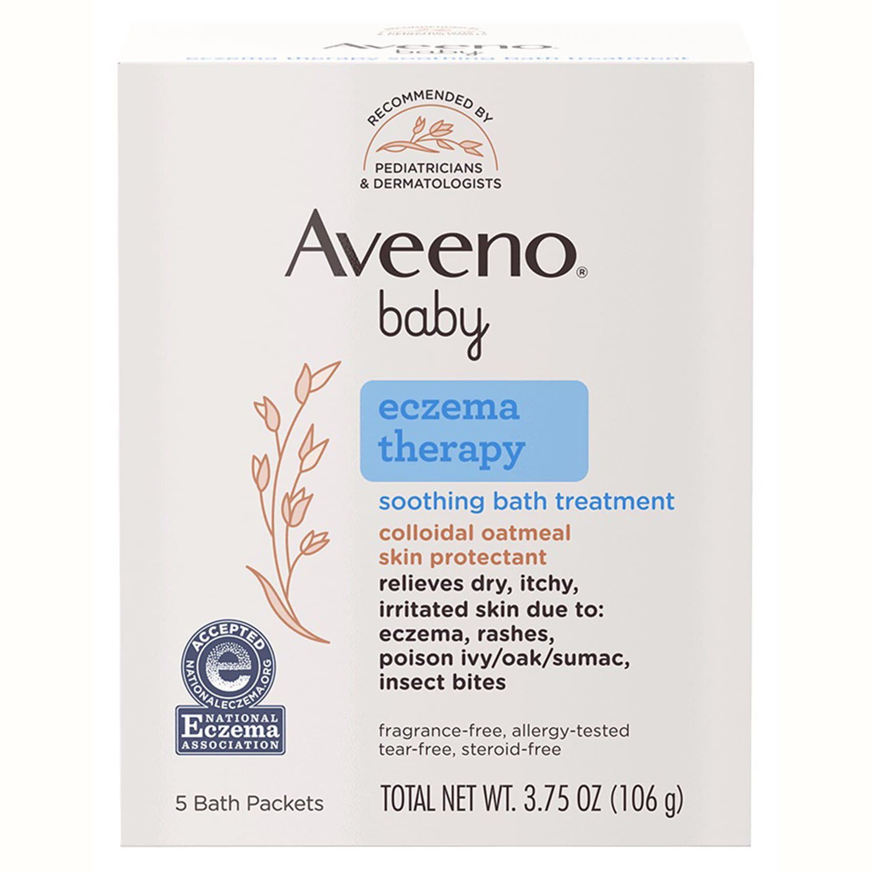 Aveeno Bath Additive Baby Eczema Therapy Powder, 3.75 oz - Box of 5 - Image 1