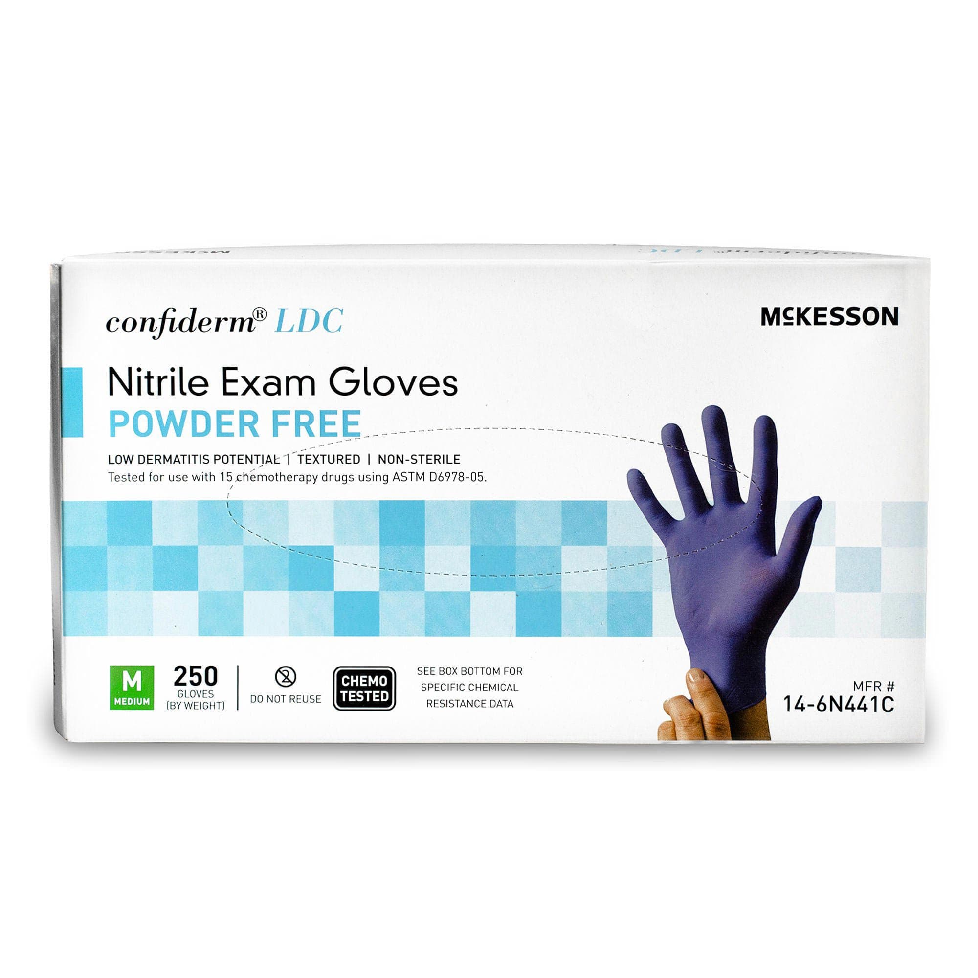 McKesson Confiderm LDC Nitrile Exam Glove, Blue, Medium - Box of 250 - Image 1