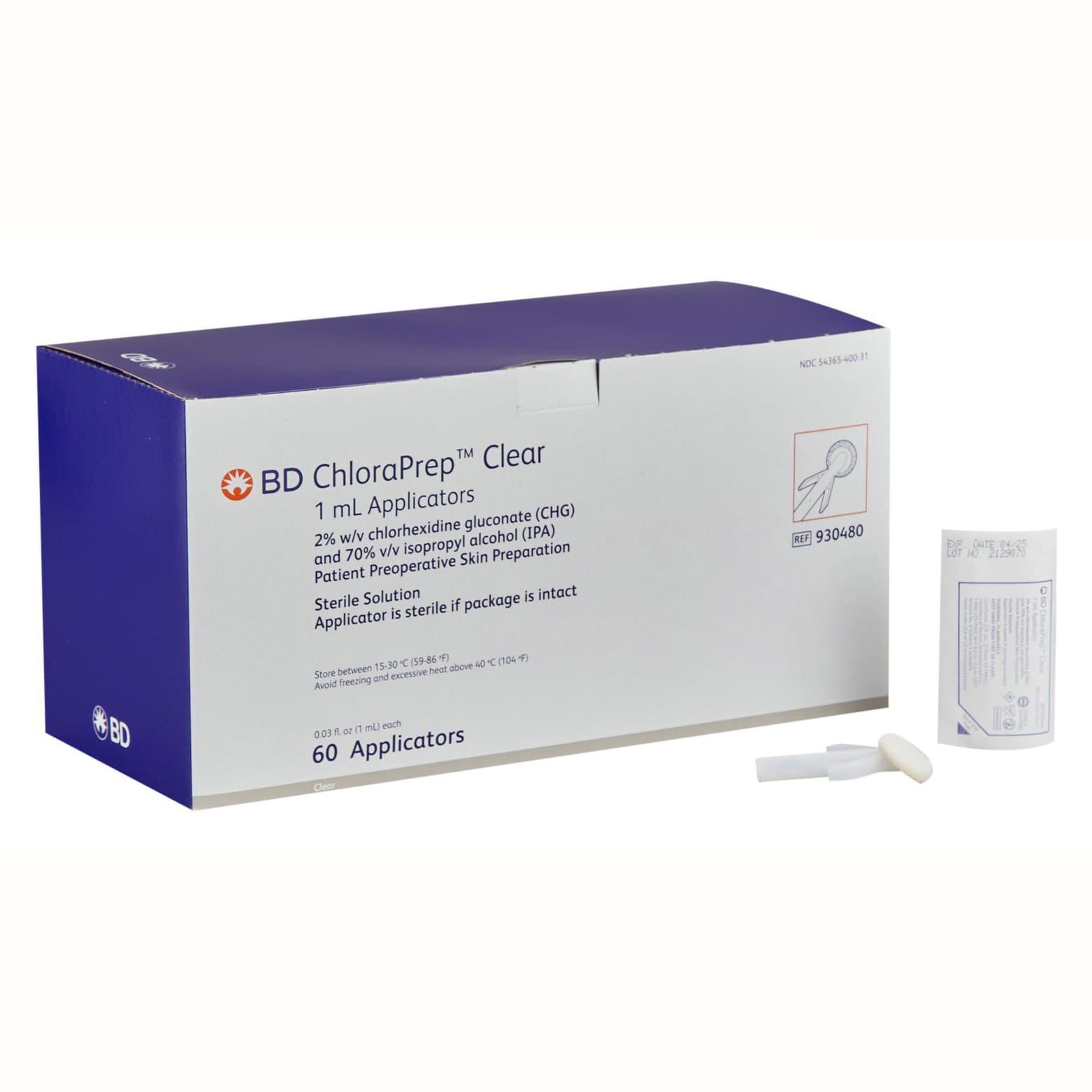 ChloraPrep Clear Skin Prep Solution Foam Applicator, 1 mL - Carton of 60 - Image 1