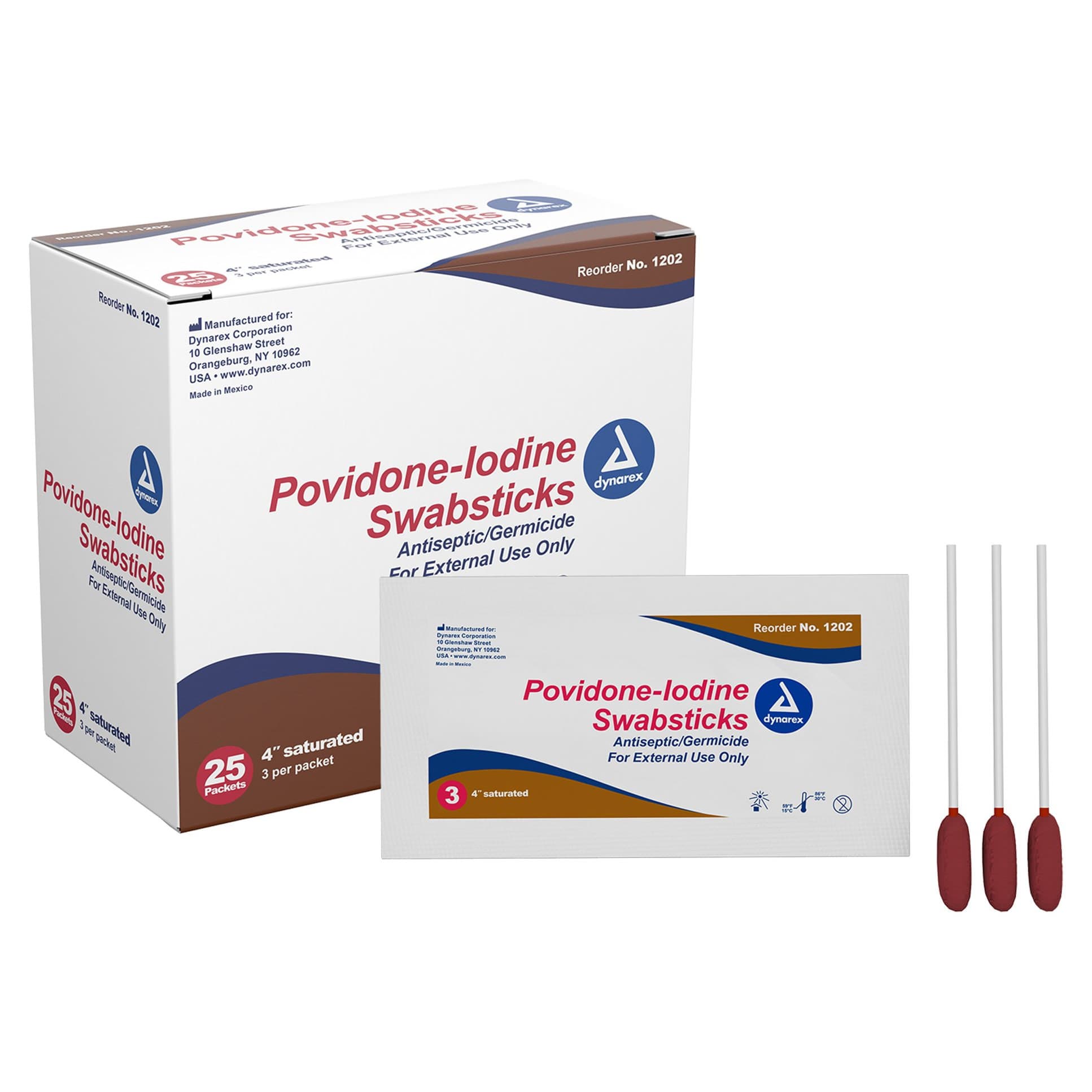 Dynarex Povidone-Iodine Swabstick - Case of 250 - Image 1