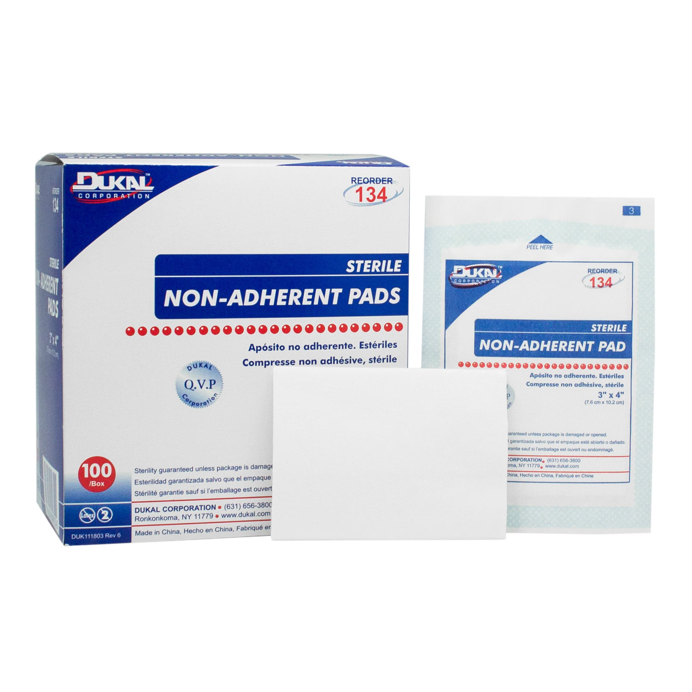 Dukal Non-Adherent Dressing White Rectangle, 3 x 4 Inch - Box of 100 - Image 1