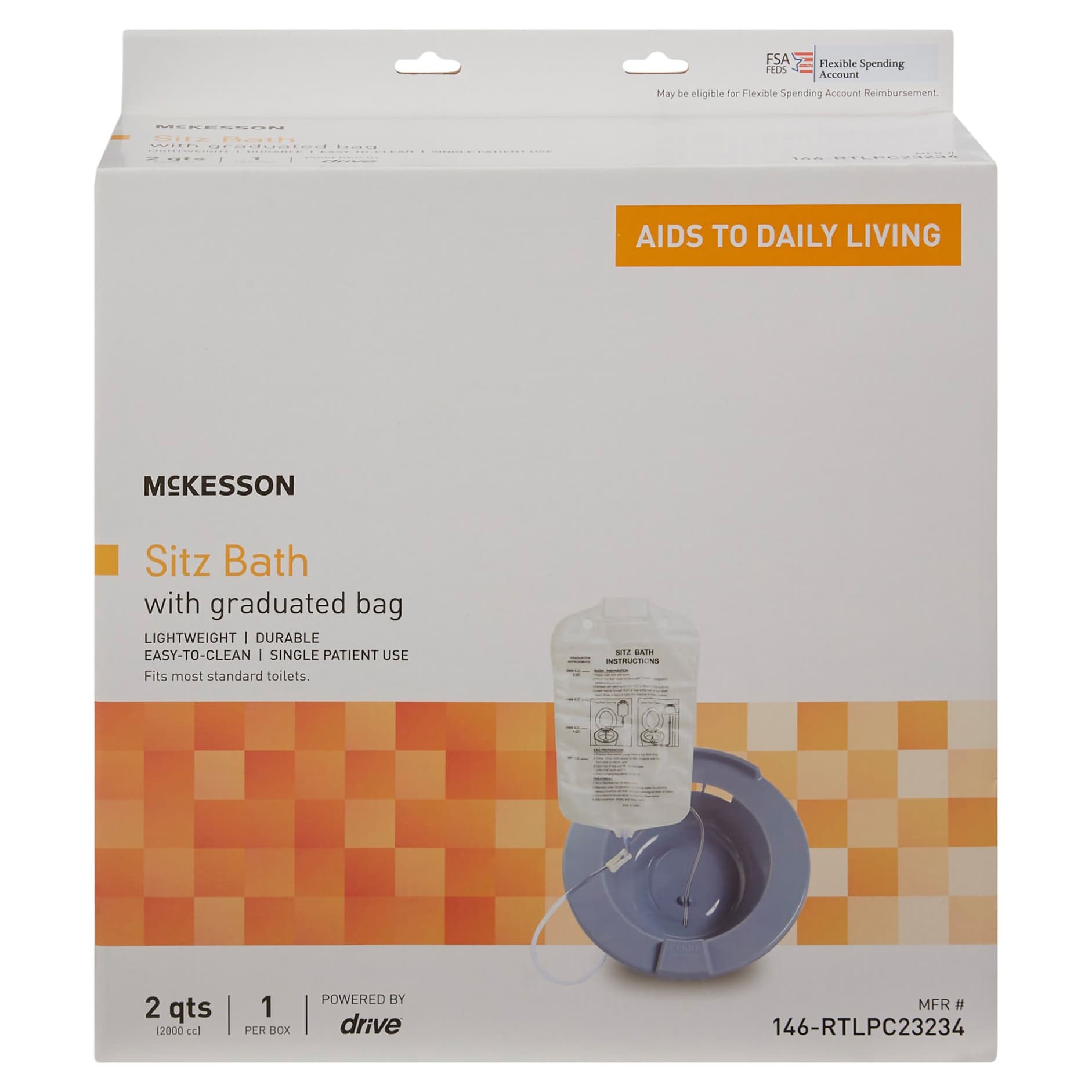 McKesson Sitz Bath 2000 mL Bag Gray Round - Image 2