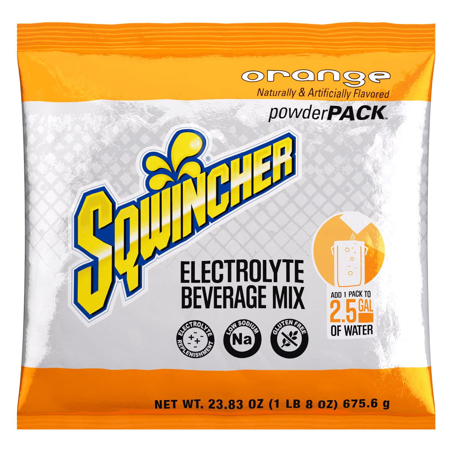 Sqwincher Powder Pack Electrolyte Drink Mix, Orange - Case of 32 - Image 1