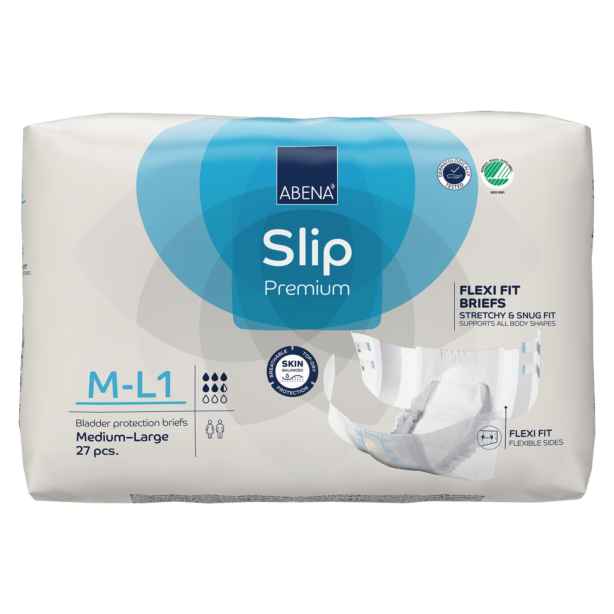 Abena Slip Premium Flexi Fit Briefs, Level 1, Medium-Large - Case of 108 - Image 1