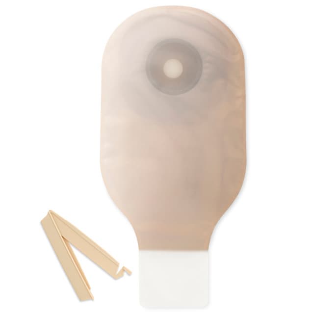 Premier 1-Piece Drainable Ostomy Pouch with Flat Flextend Barrier, Clamp Closure and Tape - Image 2