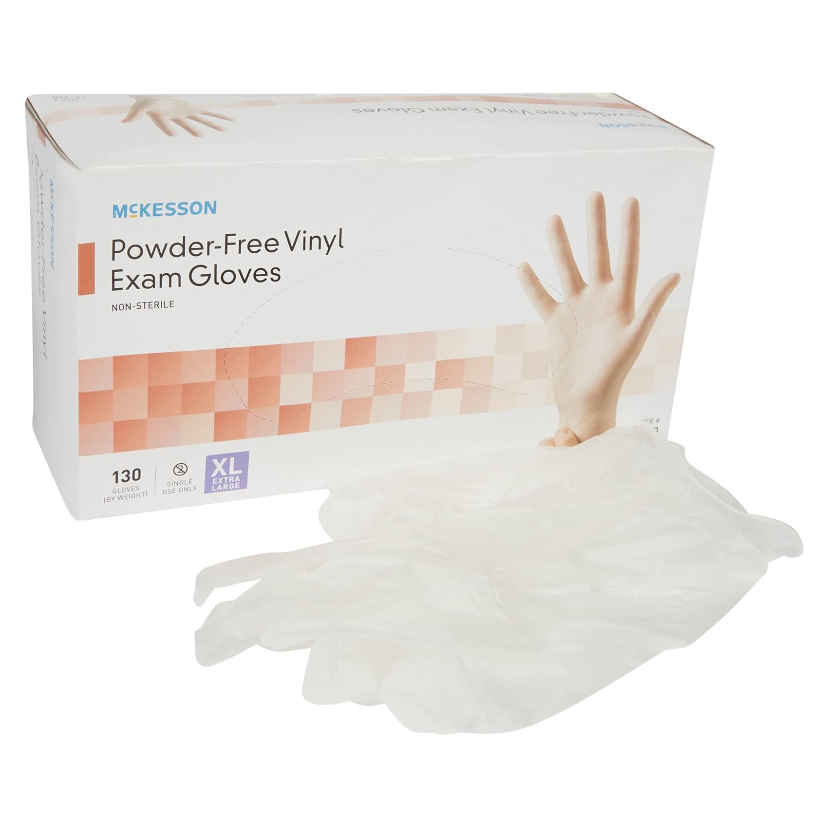 Mckesson Vinyl Powder Free Exam Gloves, NonSterile, Clear, X-Large - Box of 130 - Image 1