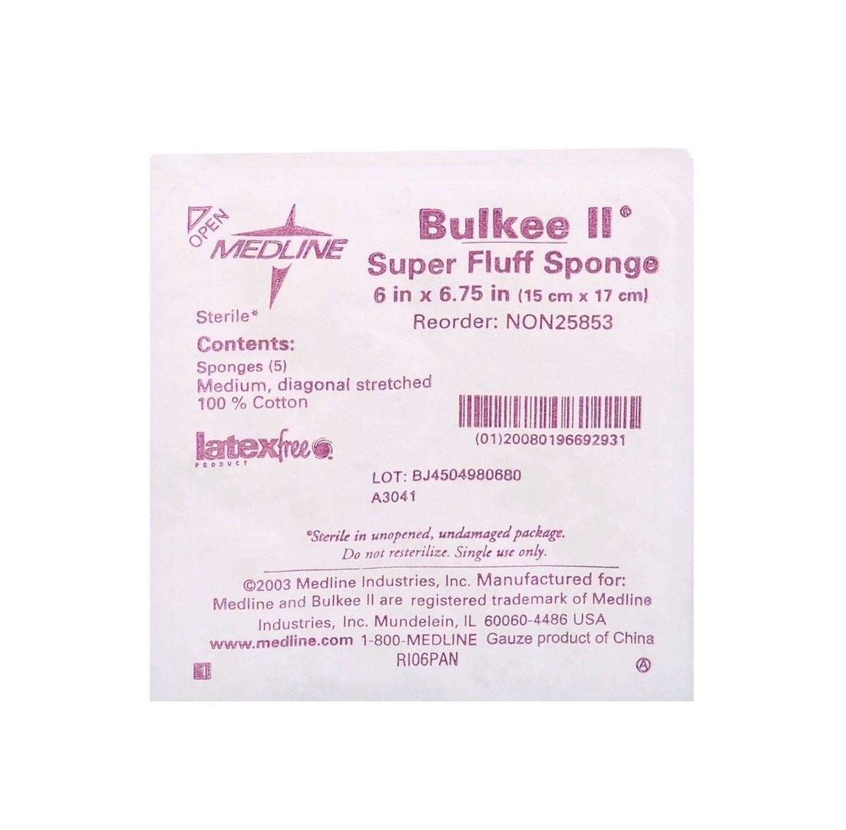 Medline Bulkee II Extra Absorbent Super Fluff Sponge, 6 x 6.75 Inch - Bag of 5 - Image 1