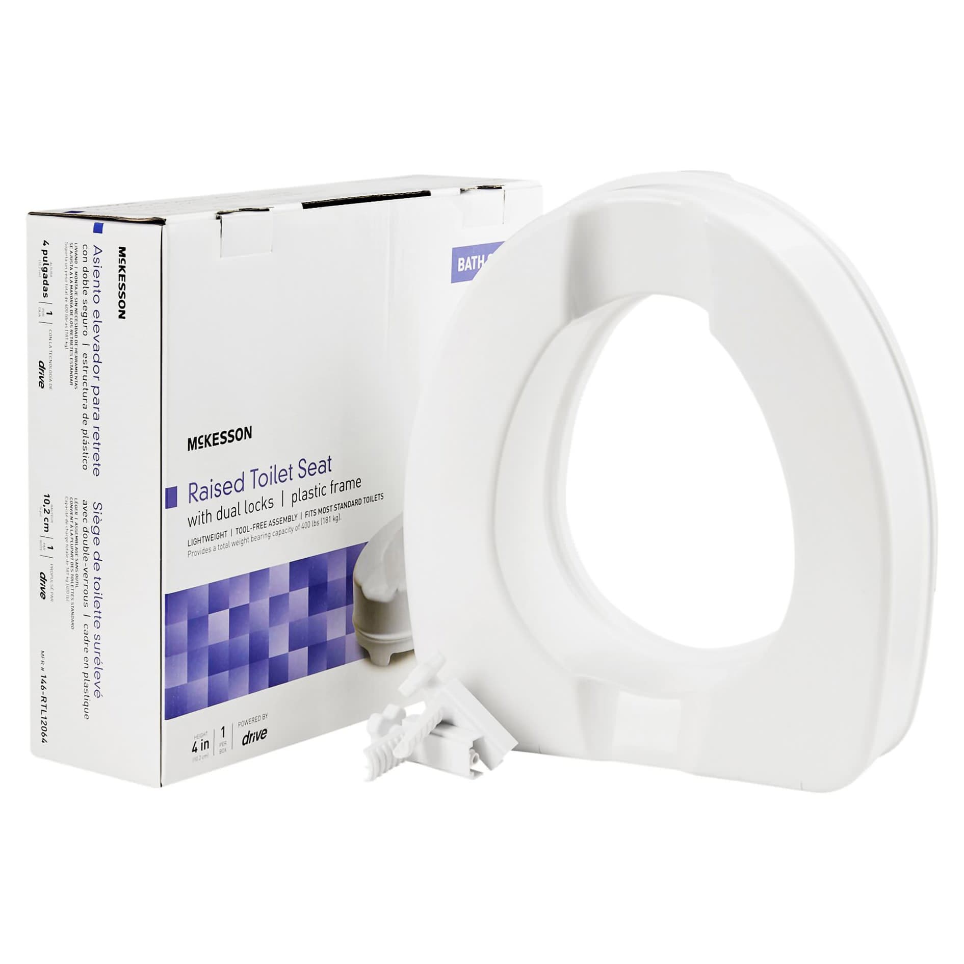 McKesson 400 lbs Capacity Raised Toilet Seat, 14 X 16 x 4 Inch - Image 1