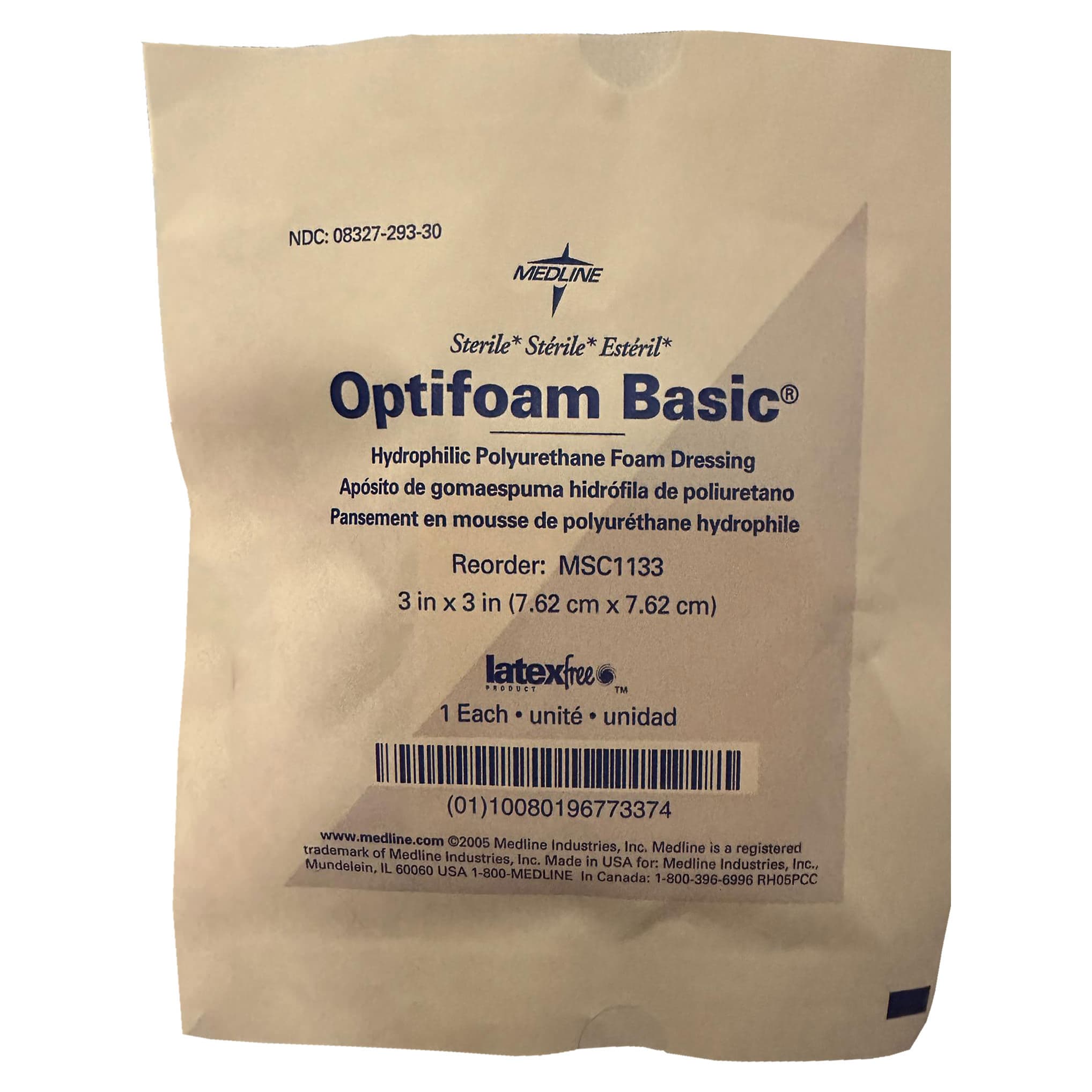 Optifoam Basic Hydrophilic Polyurethane Foam Dressing, 3 x 3 Inch - Each - Image 1
