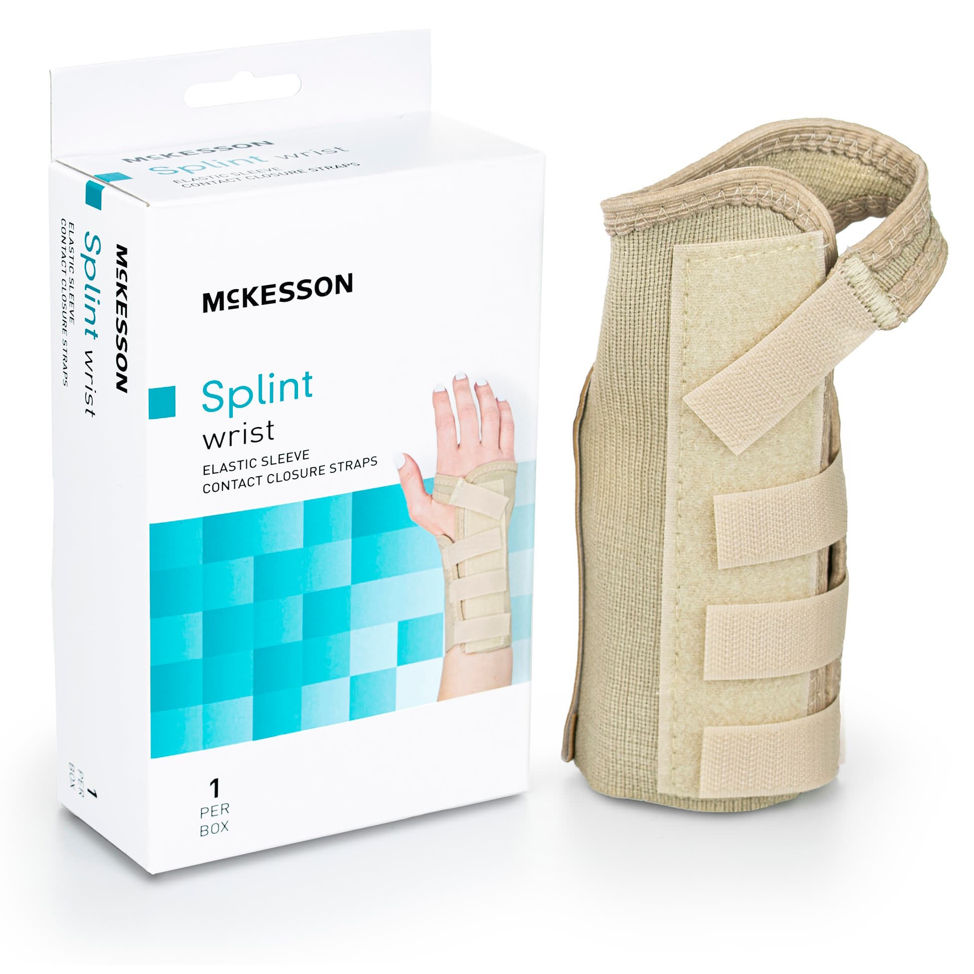 McKesson Wrist Brace Beige, Up to 5-1/2 Inch Wrist, X-Small, Left Hand - Each - Image 1