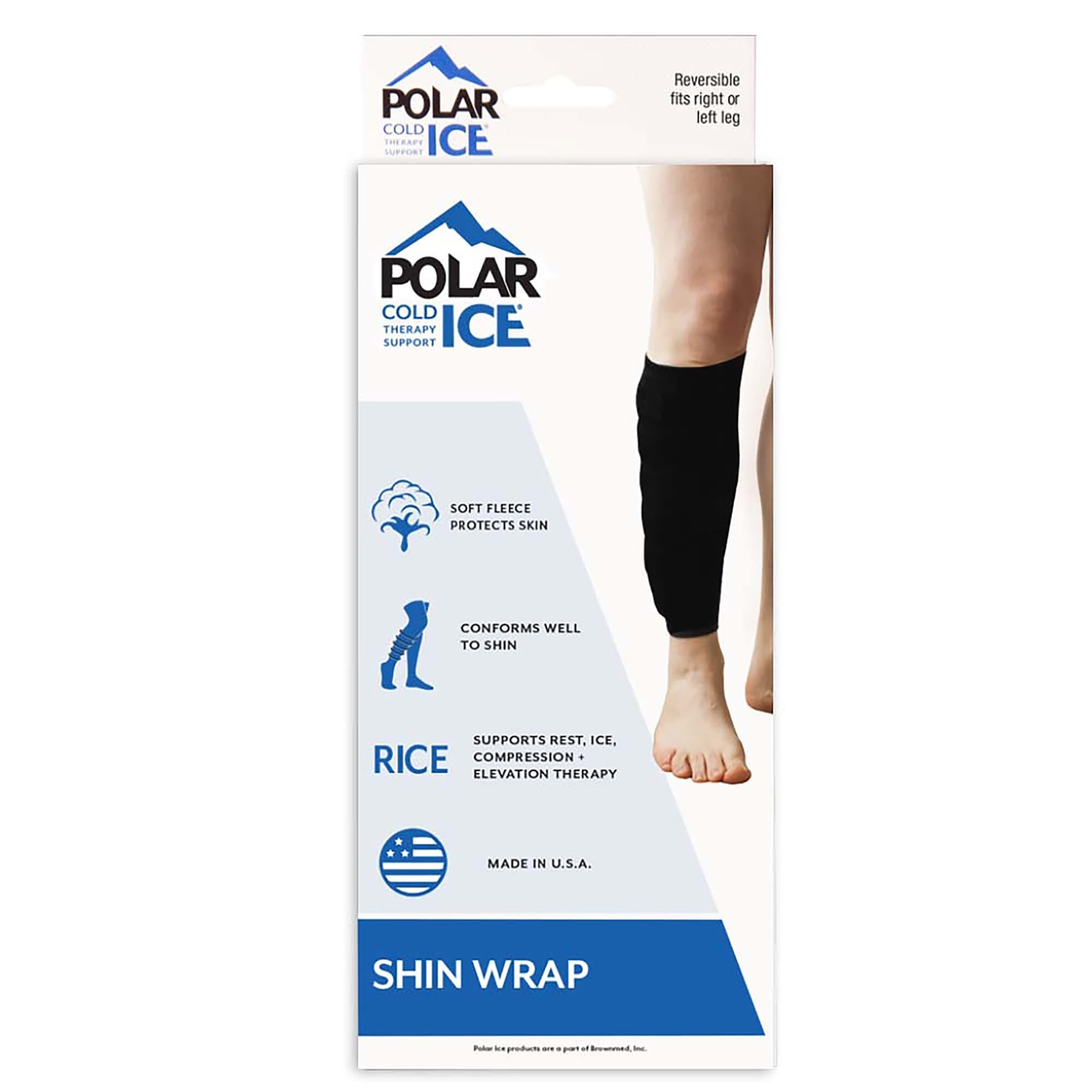 Polar Ice Reusable Cold Pack Wrap for Shin, Black, 1 x 5 x 12 Inch - Each - Image 1