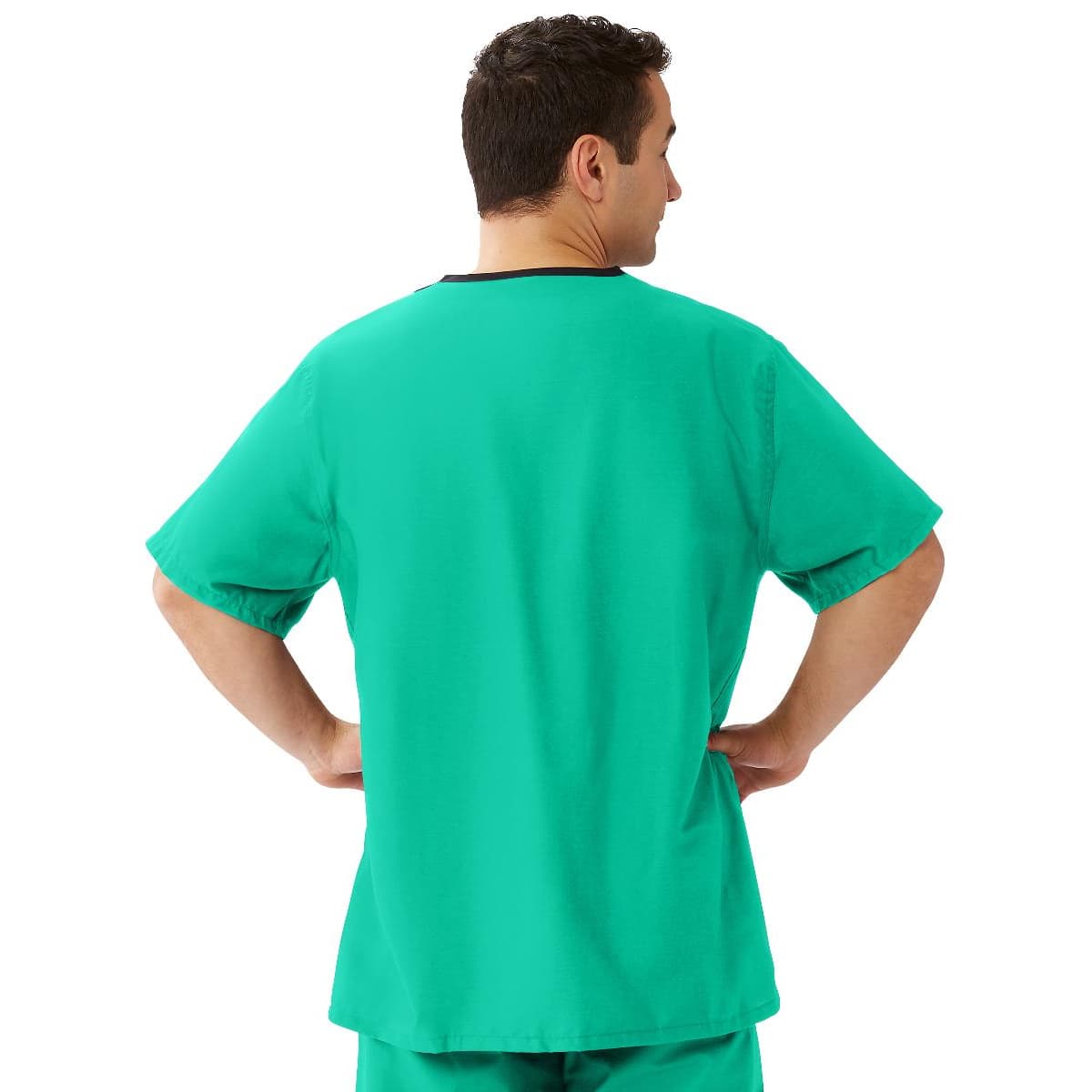 Medline Works Unisex Reversible 1-Pocket Scrub Tops with Angelica Color Coding, Jade Green, Extra Small - Image 2