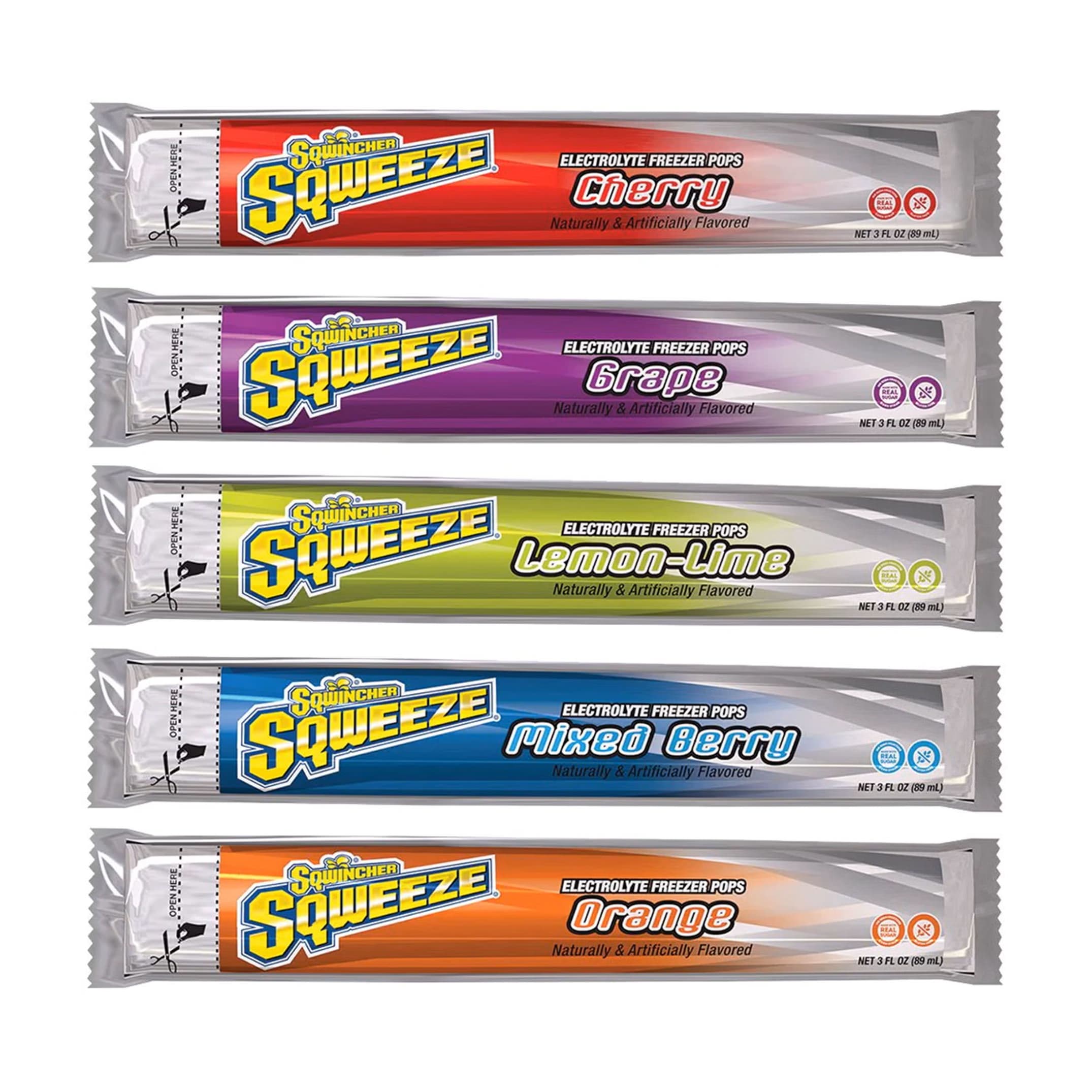 Sqwincher Squeeze Freezer Pop Oral Electrolyte Solution, Assorted Flavors, 3 oz - Bag of 10 - Image 1