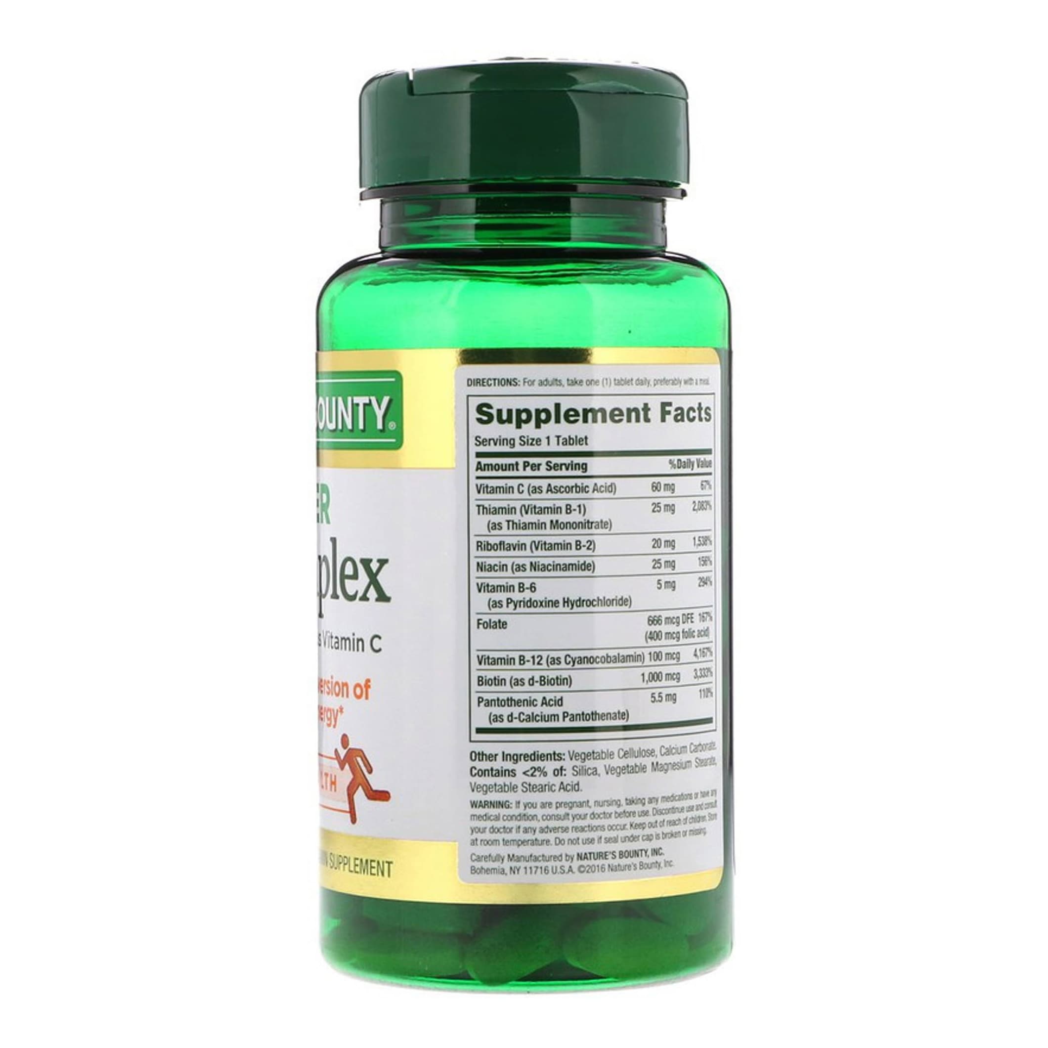 Nature's Bounty Super B-Complex with Folic Acid Plus Vitamin C, 150 Caplets - Each - Image 2