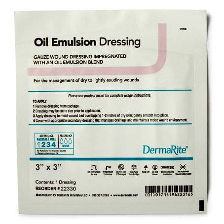 Dermarite Oil Emulsion Non-Adherent Wound Dressing, 3 x 3 Inch - Each - Image 1