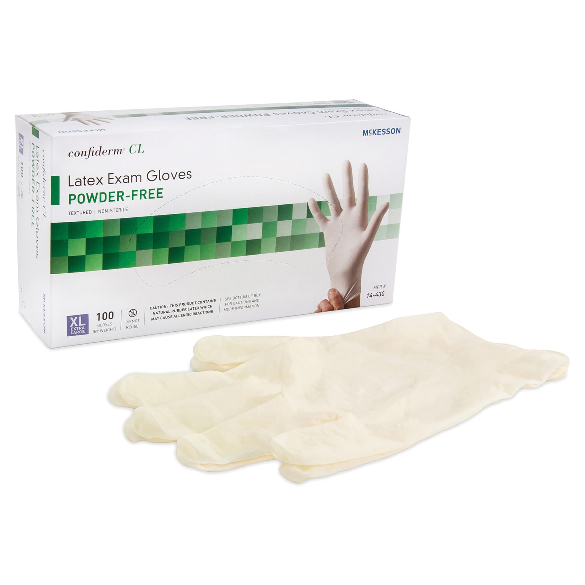 McKesson Confiderm CL Latex Powder Free Exam Gloves, Ivory, X-Large - Case of 1000 - Image 1