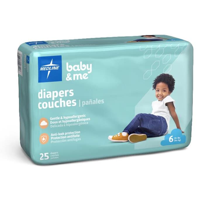 Medline Baby and Me Diaper, Size 6 - Bag of 25 - Image 1