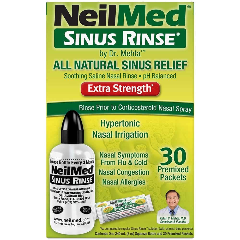 NeilMed Sinus Rinse Extra Strength Hypertonic Kit with 30 Premixed Packets - Each - Image 2