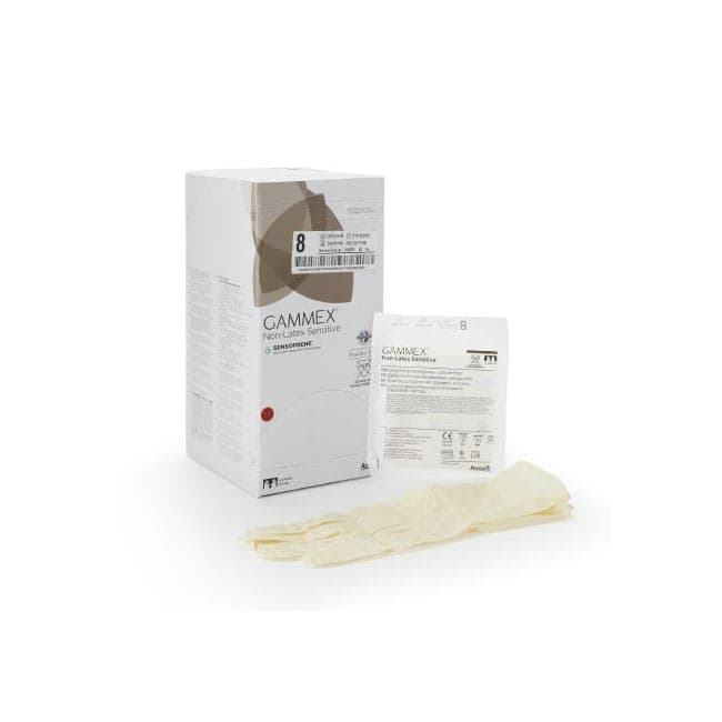 GAMMEX Non-Latex Sensitive Surgical Glove Cream Neutral Beaded Cuff Micro, Size 8 - Case of 200 - Image 1