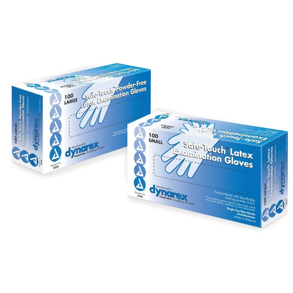 Dynarex Safe-Touch Latex Exam Gloves, Small - Case of 1000 - Image 1