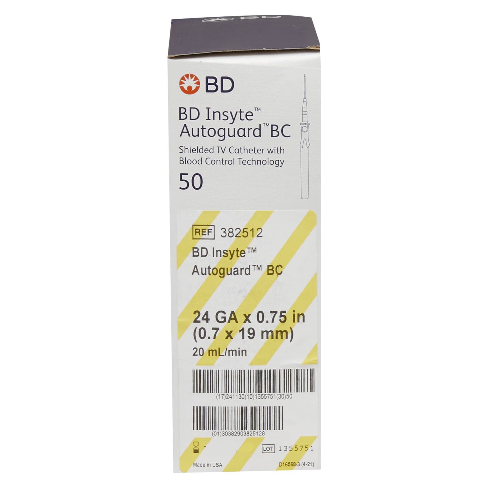 BD Insyte Autoguard BC Peripheral IV Catheter with Straight Hub - Image 2