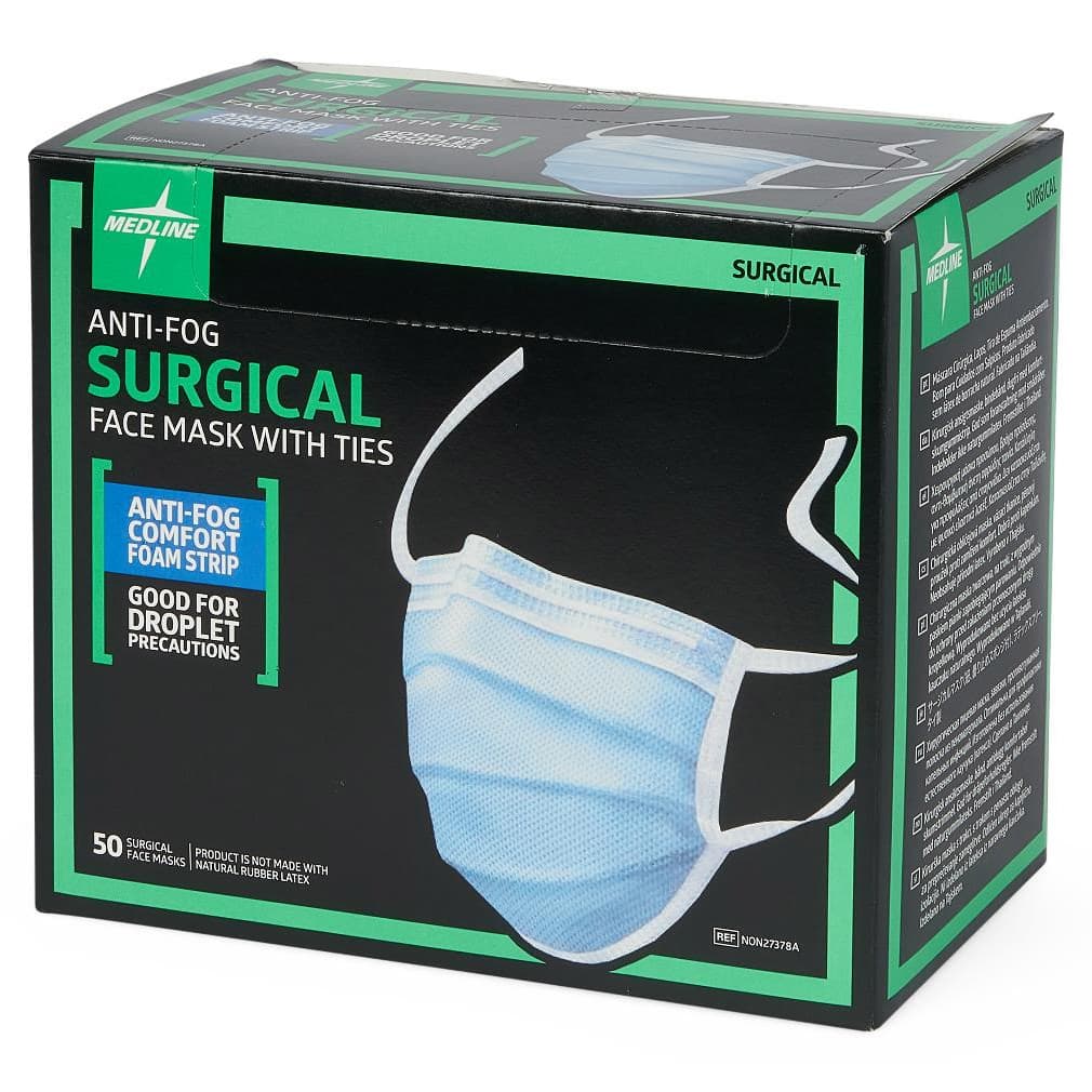 Medline Surgical Face Mask with Comfort Anti-Fog Foam Strip, 3 Ply - Image 2