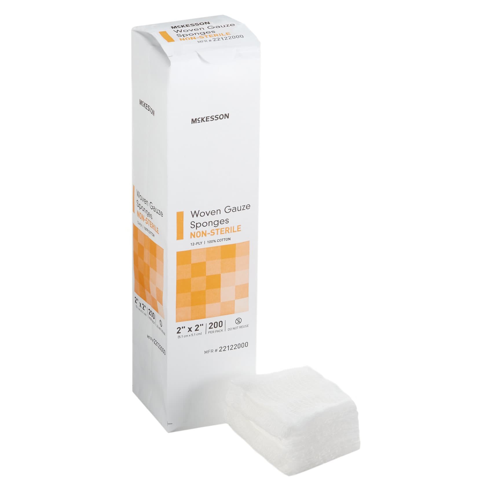 McKesson Cotton Gauze Sponges, 12-Ply, 2 x 2 Inch - Box of 200 - Image 1