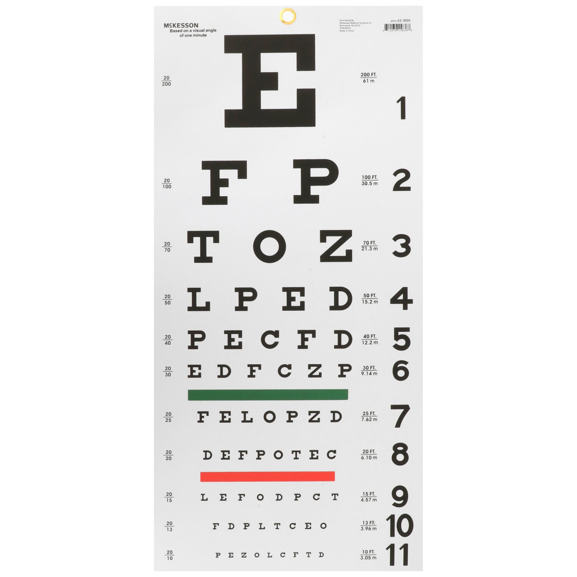 McKesson Eye Chart Matte Finish 11 x 22 Inch 20 Foot Distance - Image 2