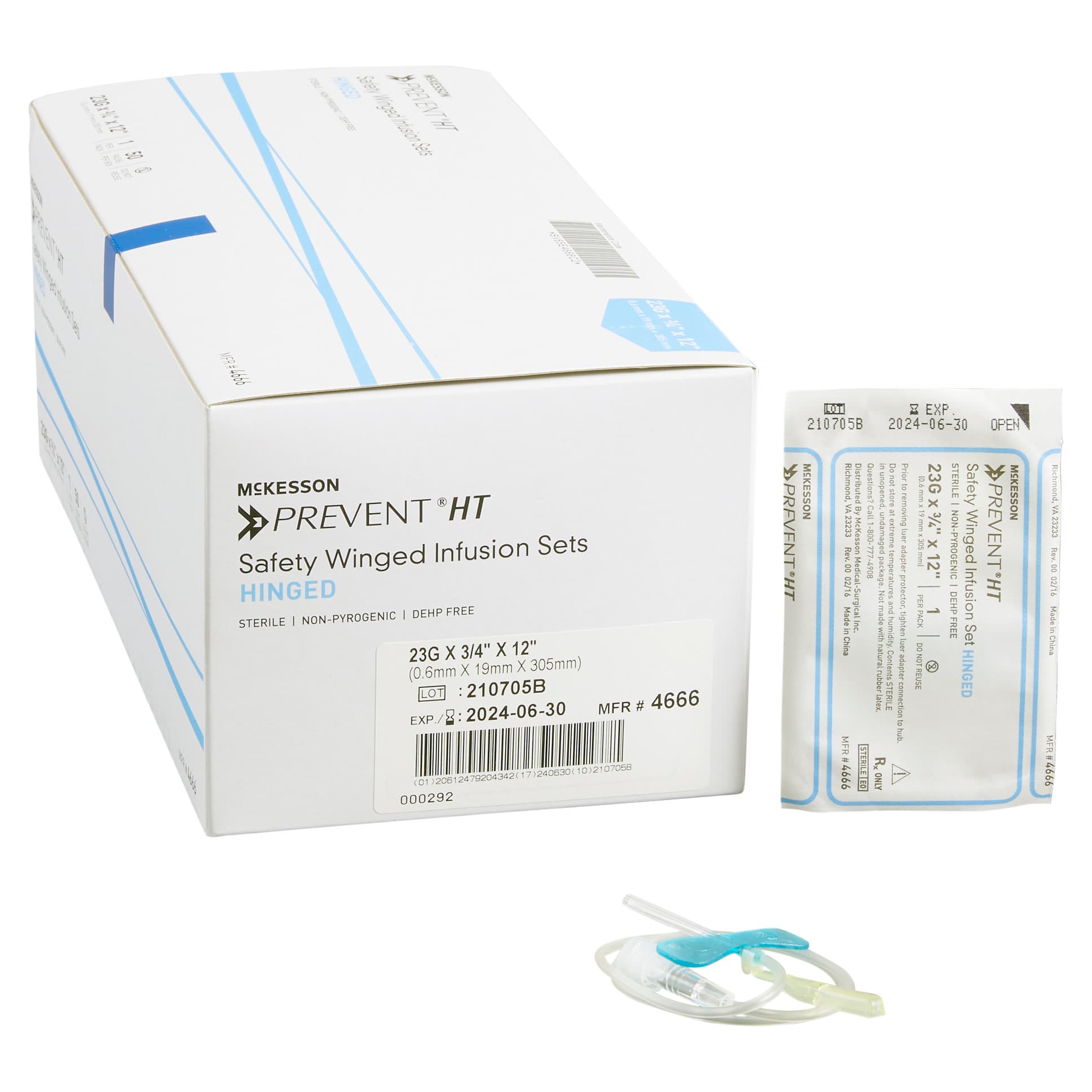 McKesson Prevent Infusion Set Fixed Wing Hub 3/4 Inch Sterile, 23 Gauge - Box of 50 - Image 1