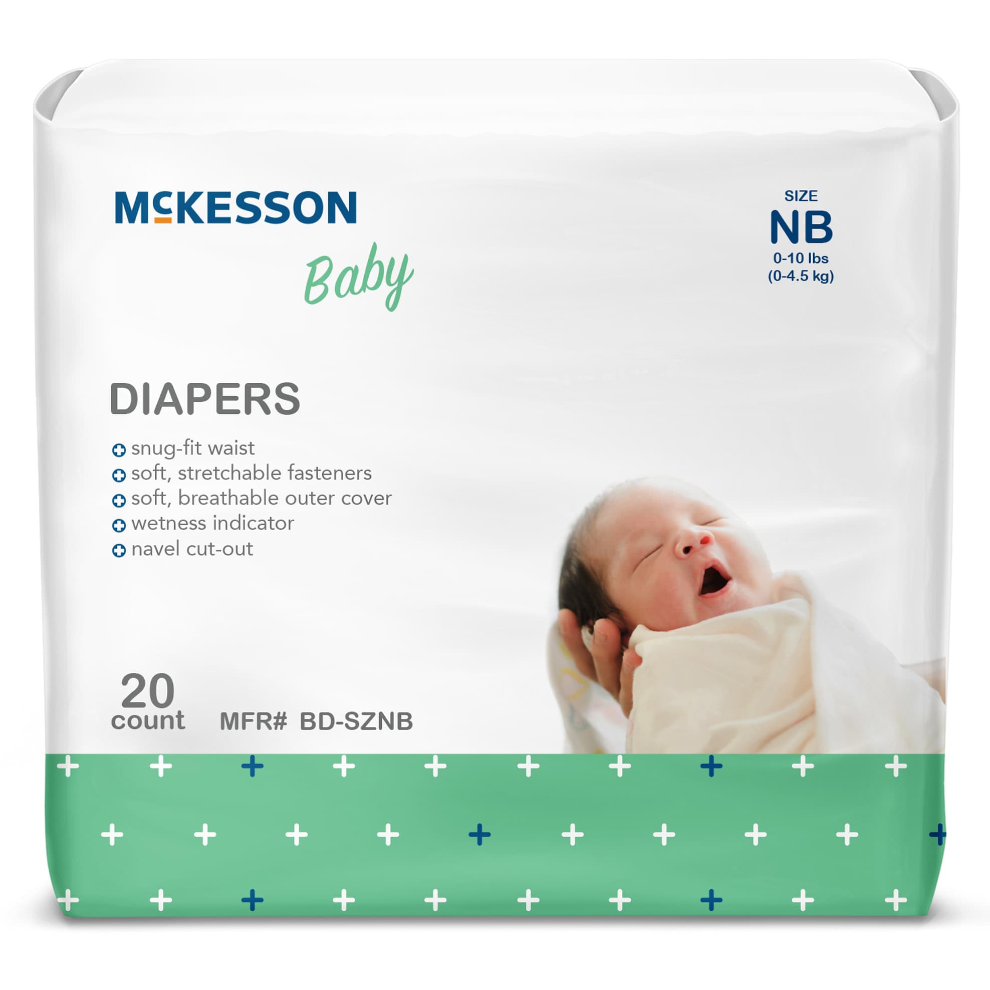 Mckesson Baby Diaper, Newborn - Bag of 20 - Image 1