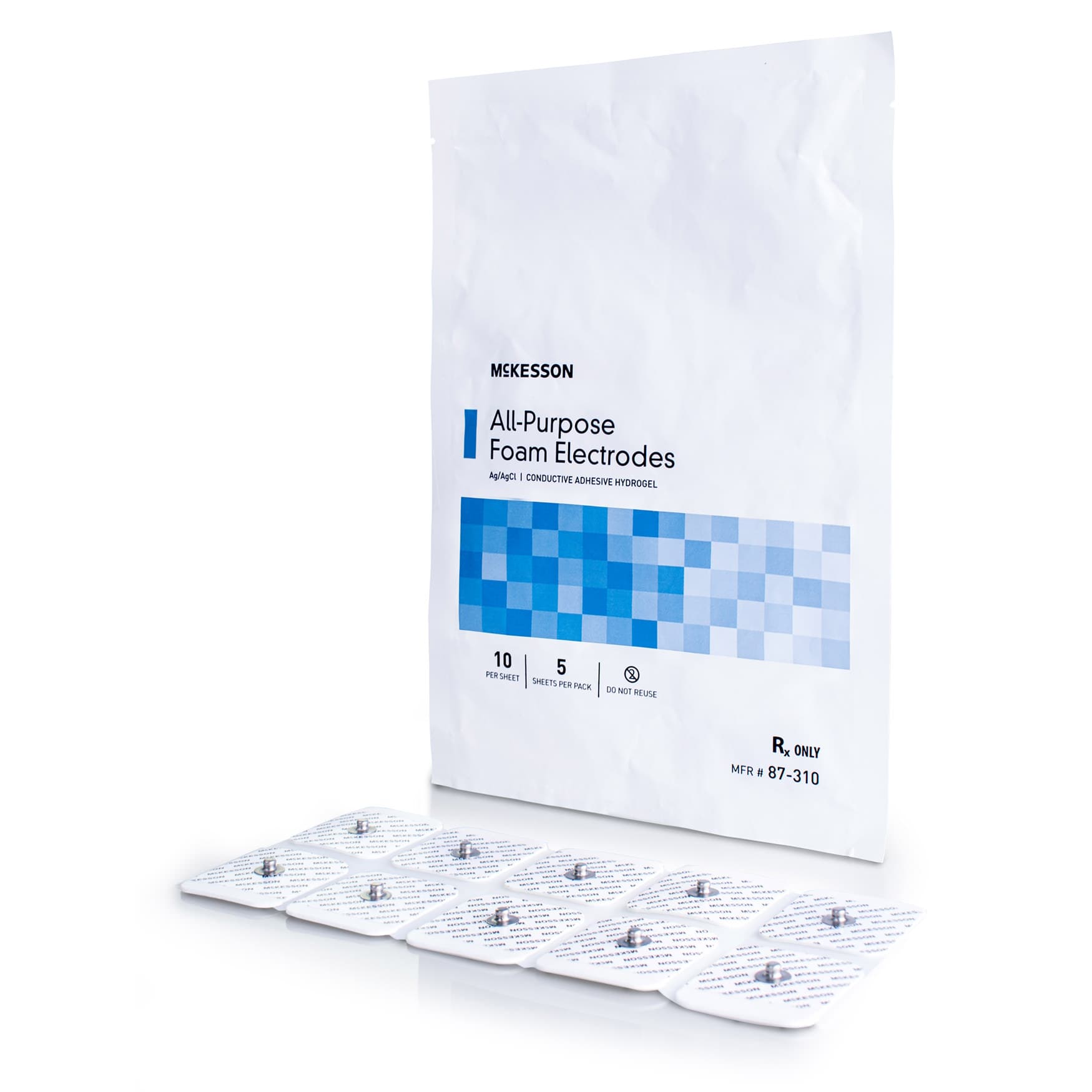 McKesson All-Purpose Foam Electrodes, Ag/AgCl, Conductive Adhesive Hydrogel - Package of 50 - Image 1