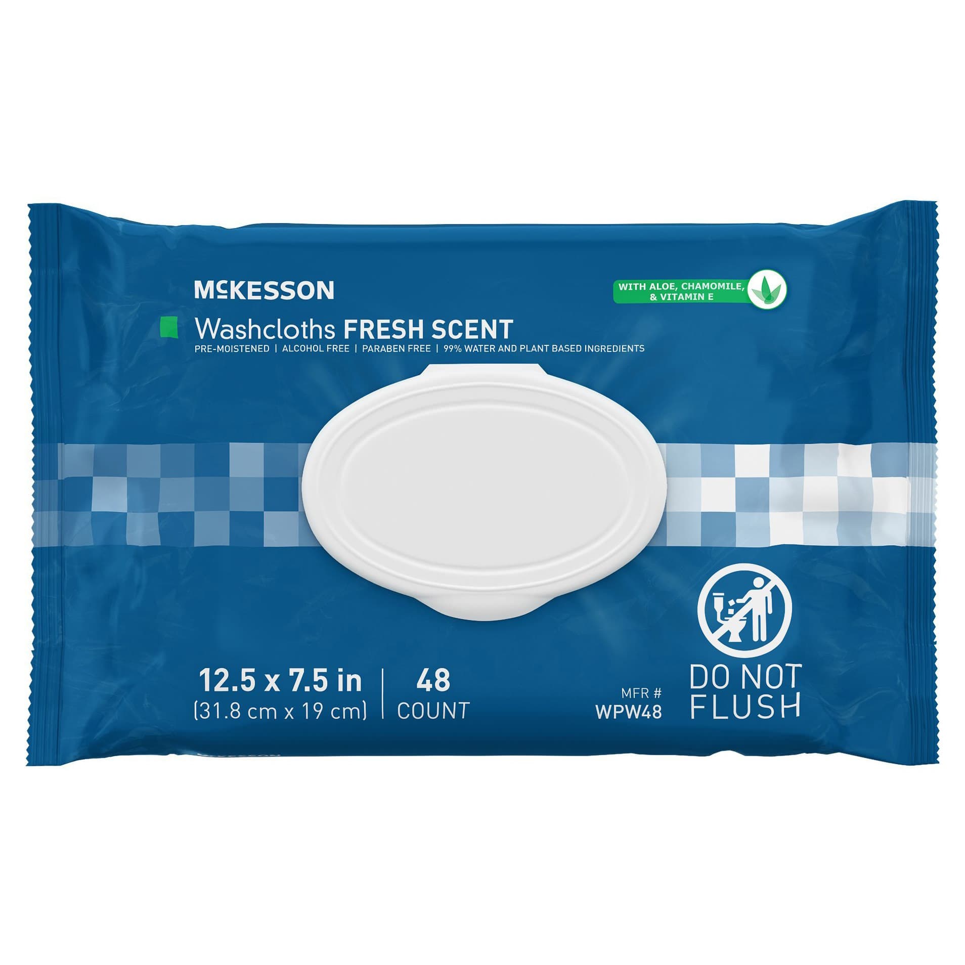 McKesson Pre-Moistened Washcloths, Fresh Scented - Pack of 48 Wipes - Image 1