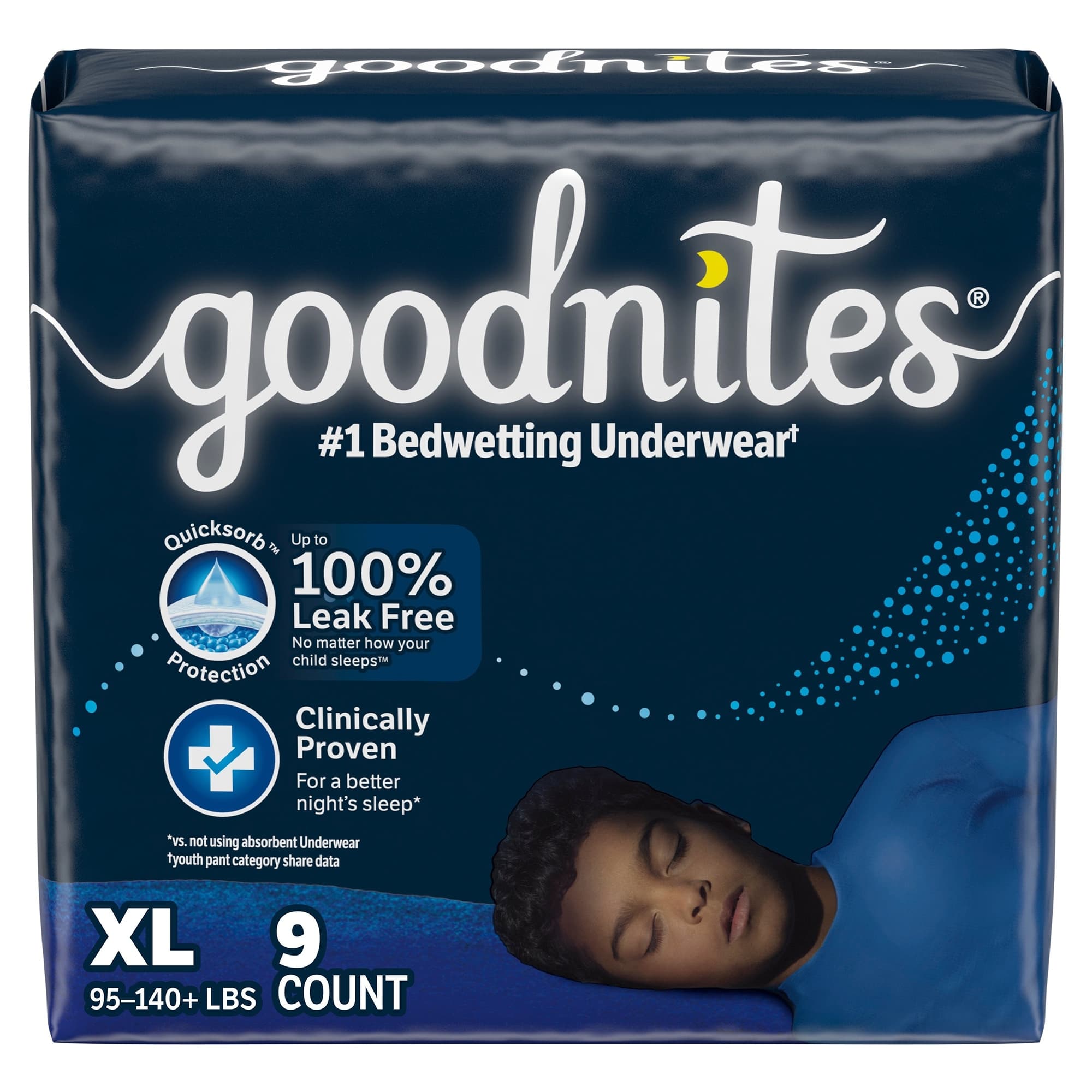 Goodnites Nighttime Underwear For Boys, Extra Large - Package of 9 - Image 1