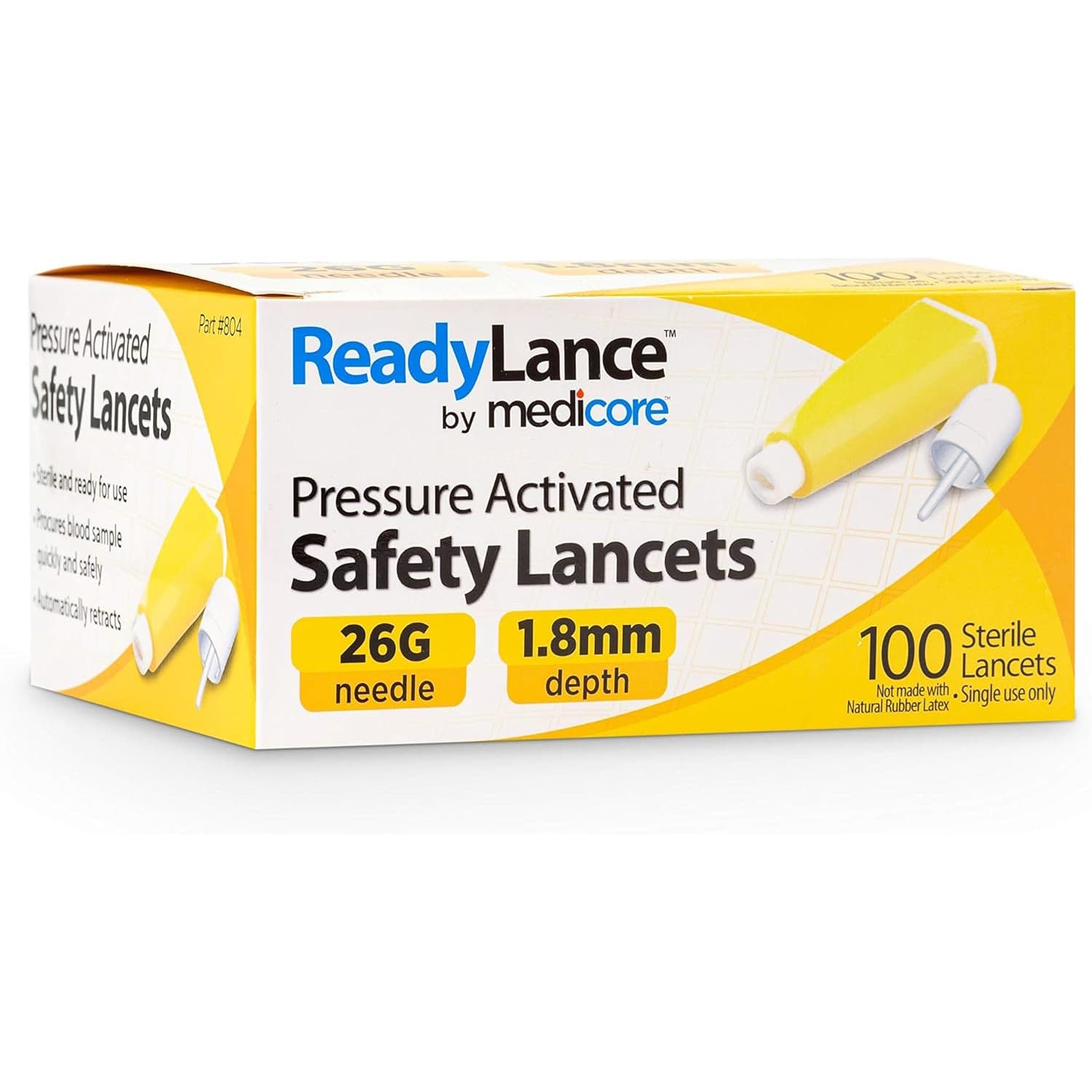 ReadyLance Pressure Activated Safety Lancet, 26 Gauge - Box of 100 - Image 1