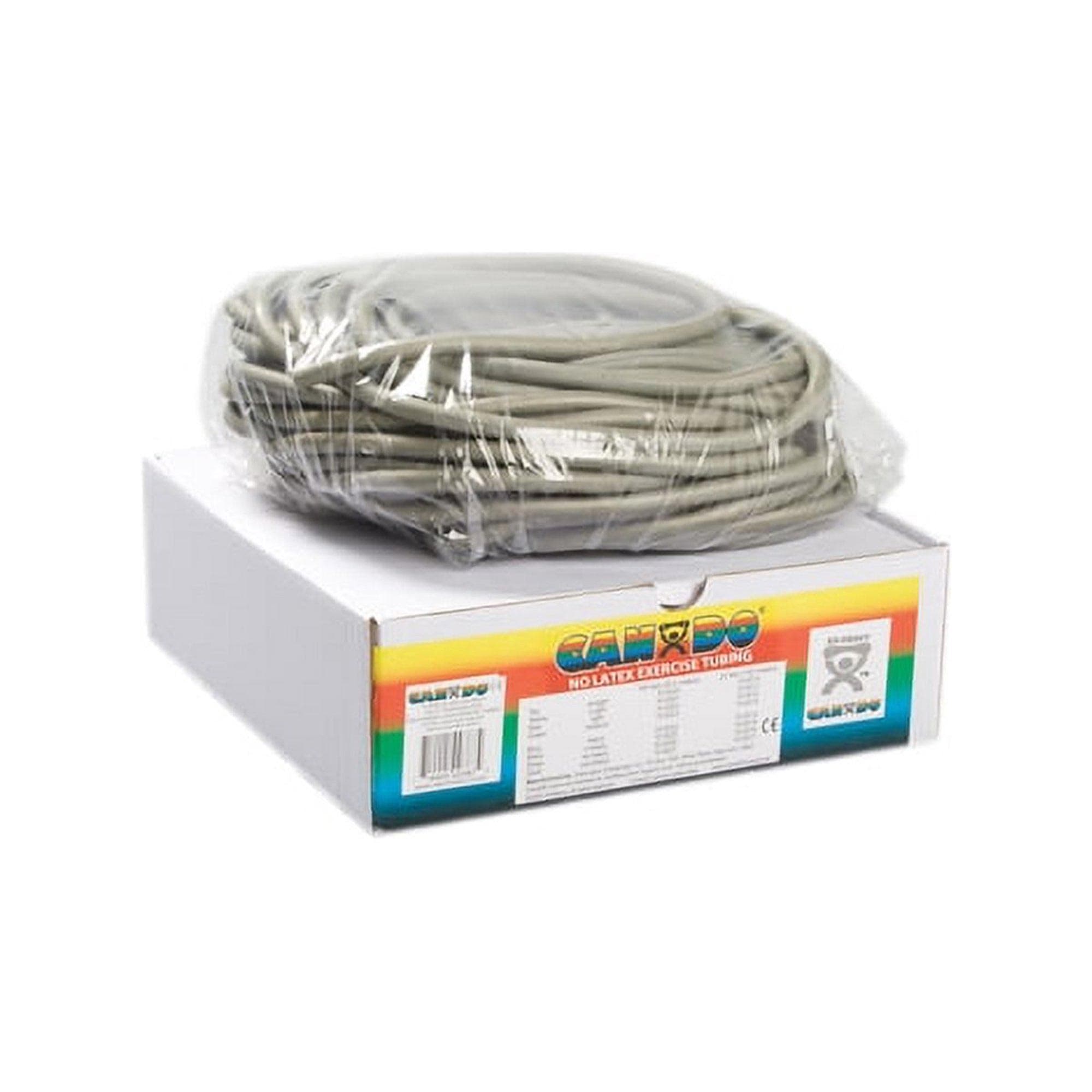 CanDo Latex Free Exercise Tubing, 100 Feet dispenser roll, Silver, 2X Heavy - Image 1