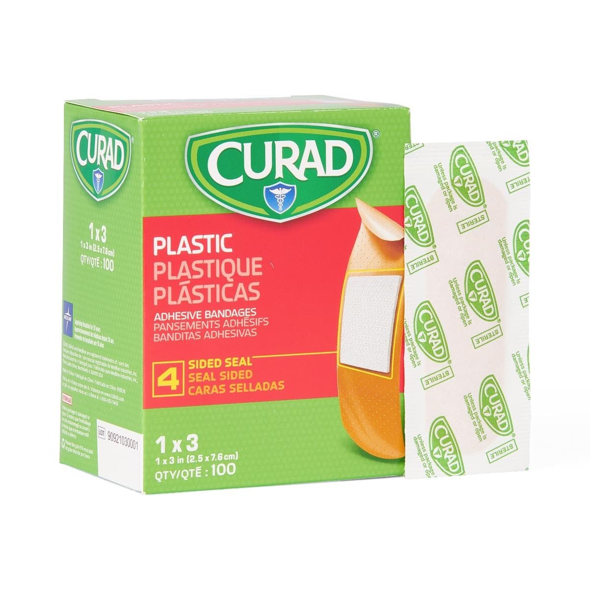 Curad Plastic Adhesive Bandages, 1 x 3 Inch - Box of 100 - Image 1