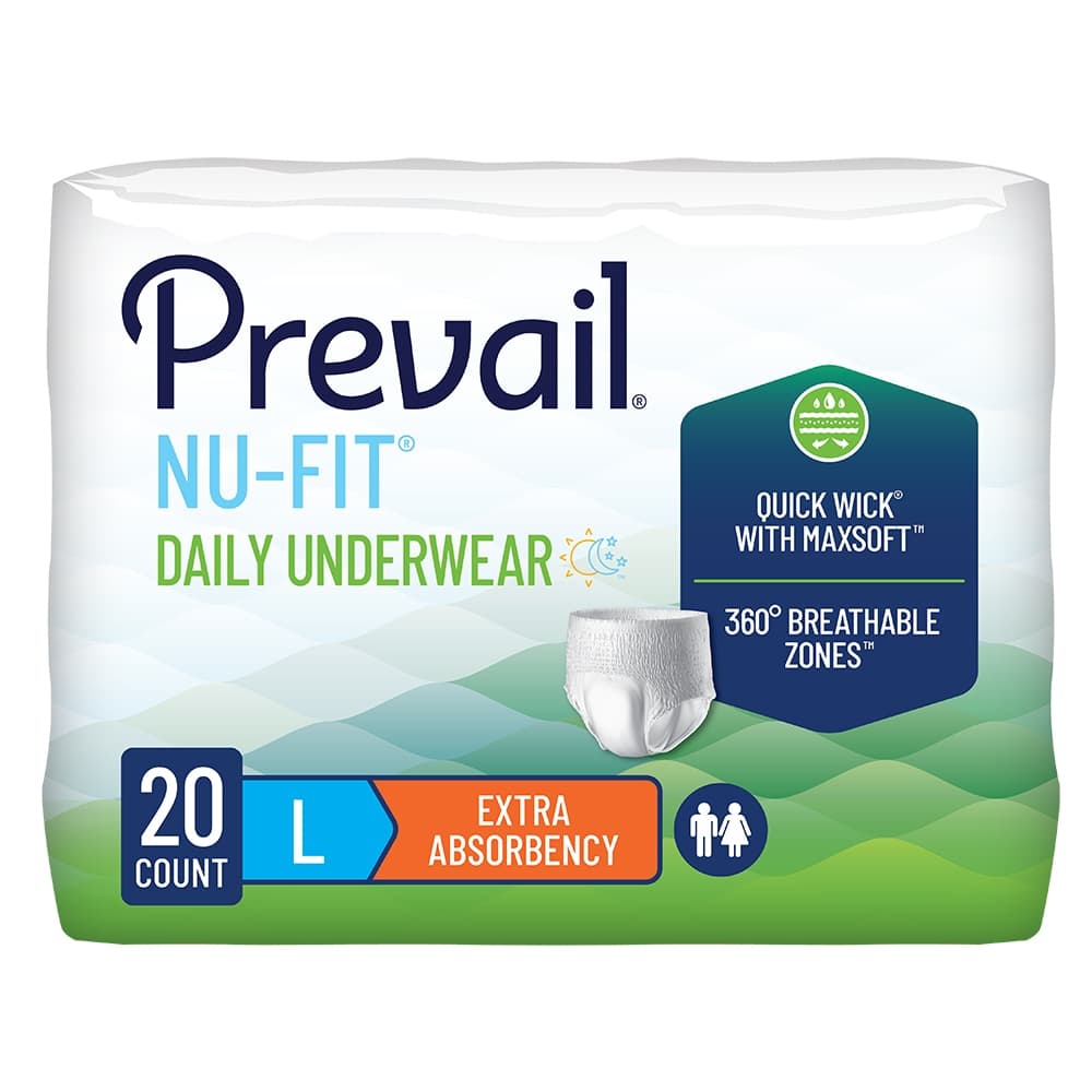 Prevail Nu-Fit Daily Underwear, Large - Package of 20 - Image 1