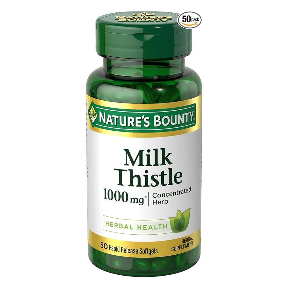 Nature's Bounty Silymarin Milk Thistle Softgels, 1000 mg - Bottle of 50