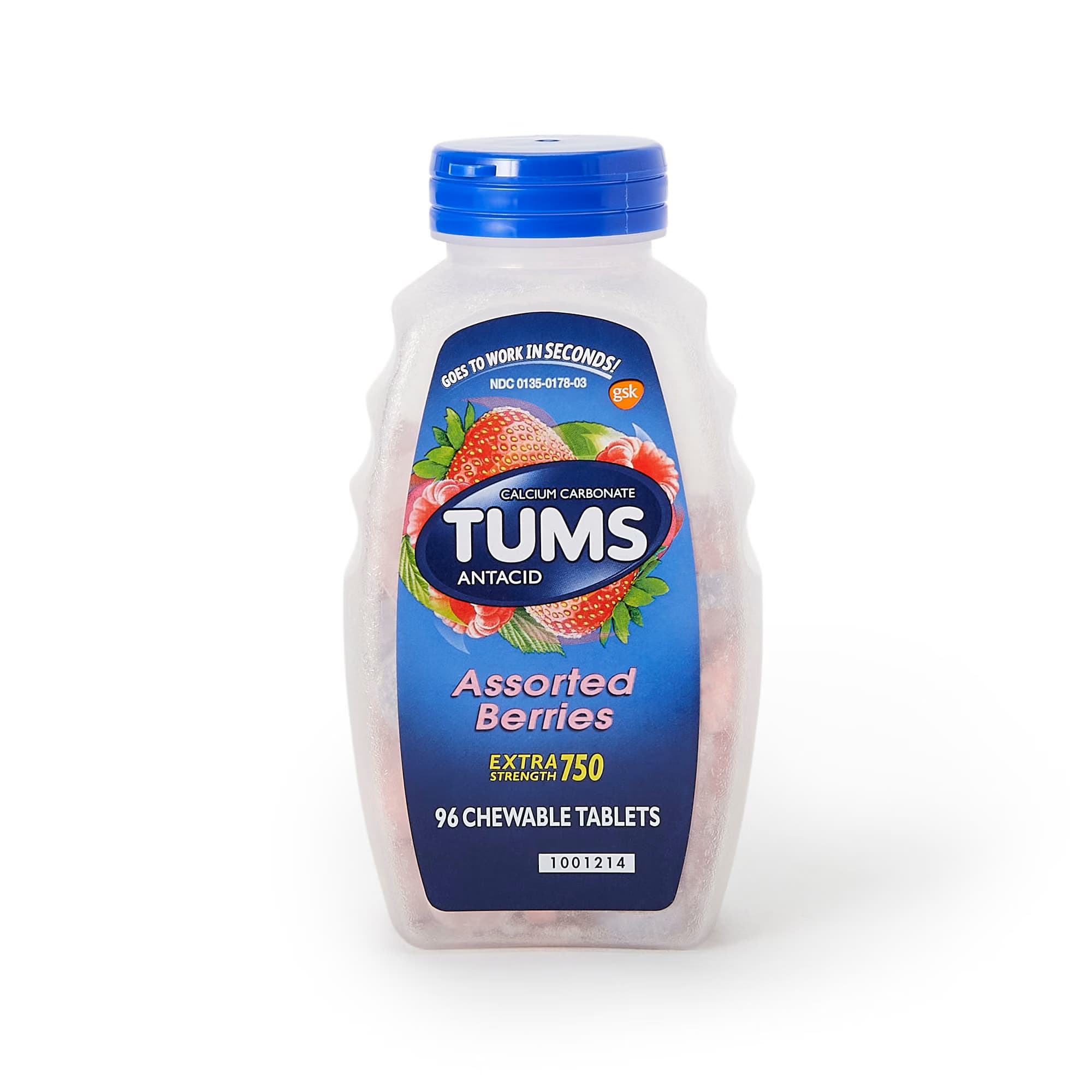 Tums Calcium Carbonate Antacid Assorted Berries Chewable Tablet - Bottle of 96 - Image 1