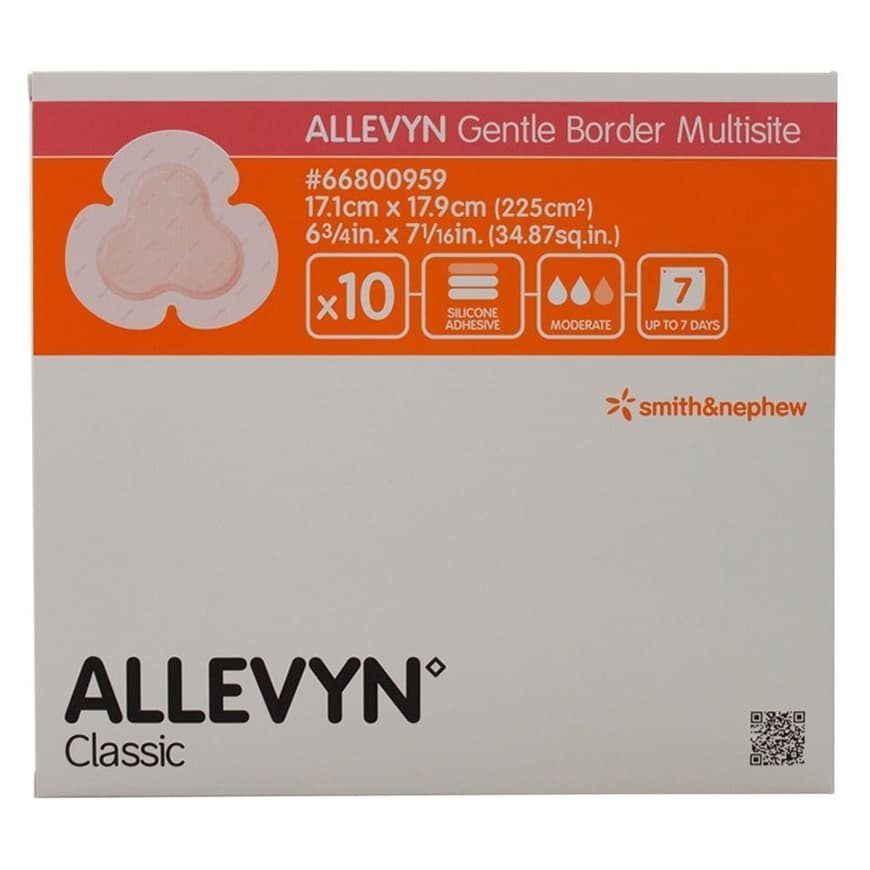 Allevyn Gentle Border Multisite Dressing, 6-3/4 x 7-5/8 Inch - Case of 60 - Image 1