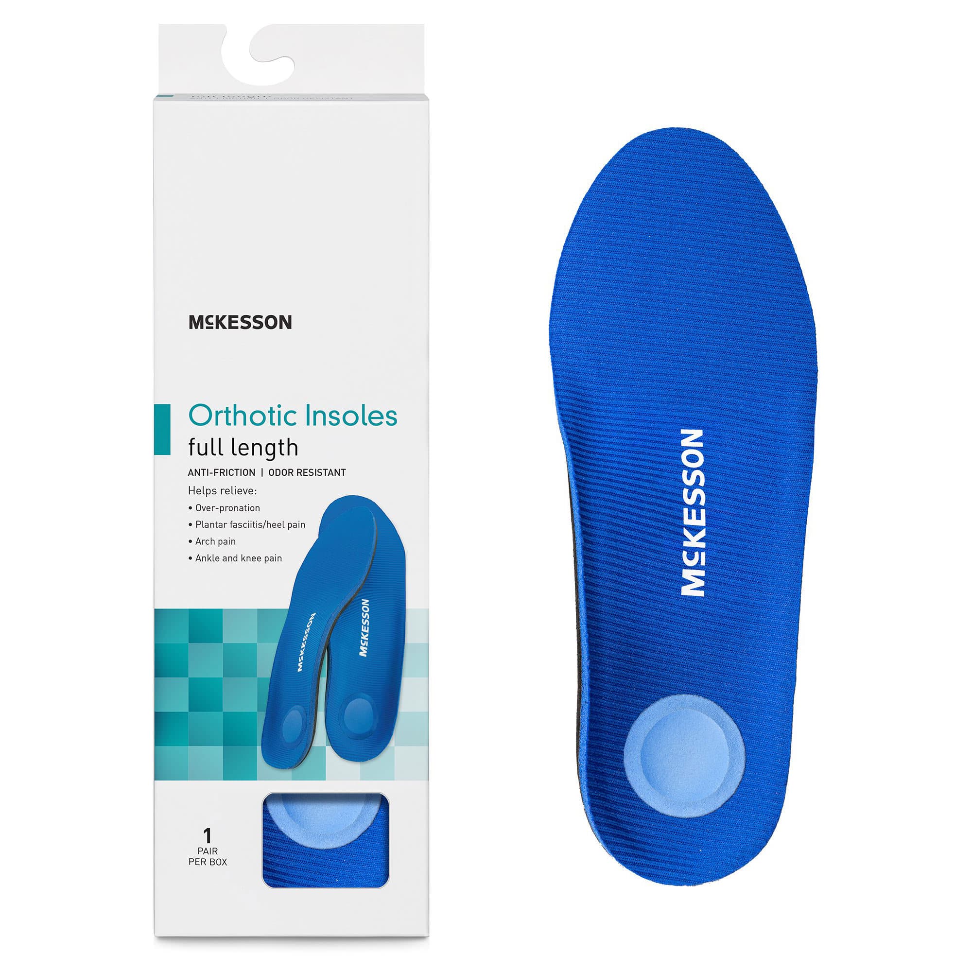 McKesson Full-Length Orthotic Insoles Black-Blue