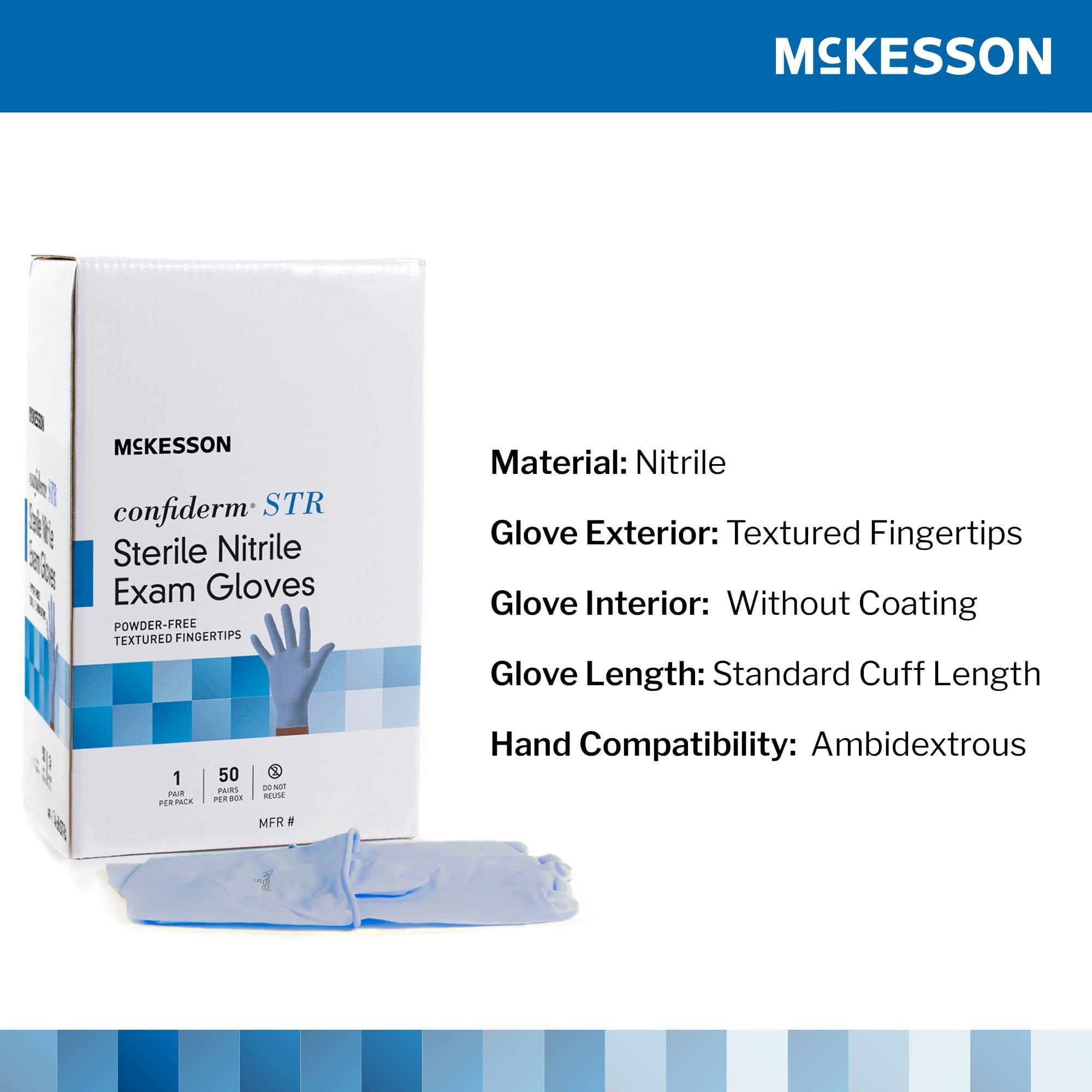 McKesson Confiderm STR Nitrile Powder Free Exam Glove, Blue, Small - Pair - Image 1