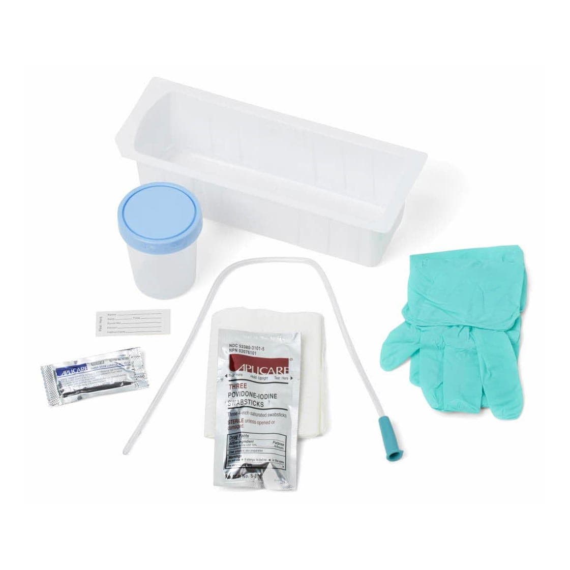 Medline Intermittent Catheterization Trays with Vinyl Catheter, PVP Swabstick, CSR Wrapped Tray - Each - Image 1
