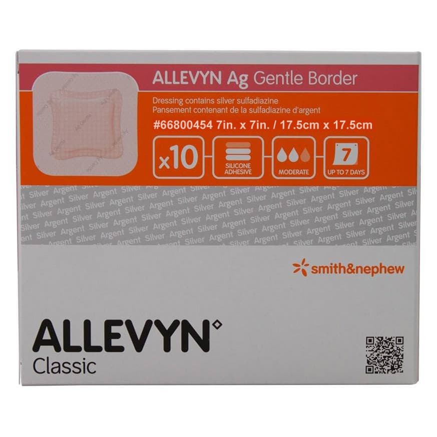Allevyn Ag Gentle Border Foam Dressing, 7 x 7 Inch - Case of 40 - Image 1