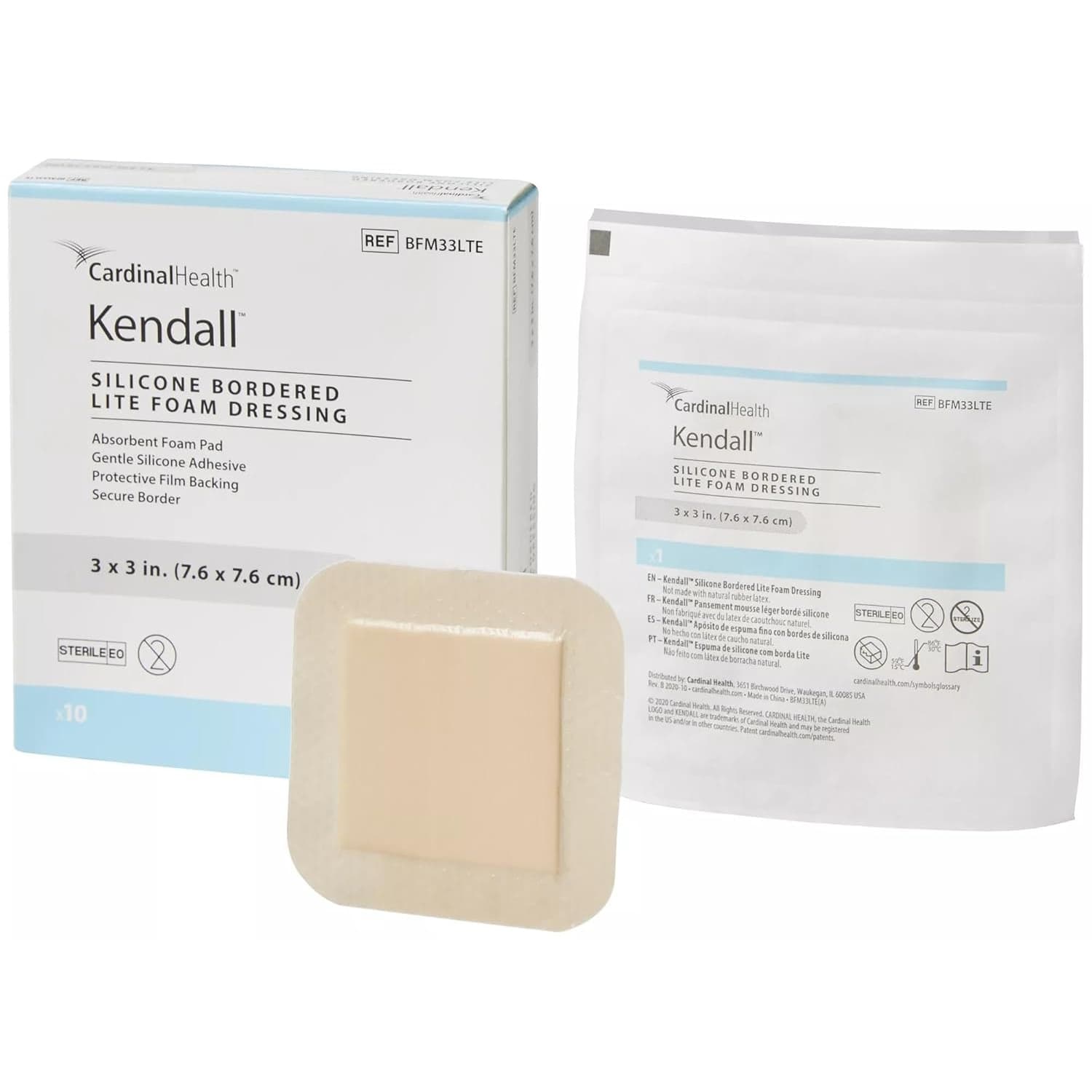 Cardinal Health Silicone Bordered Foam Lite Wound Dressing